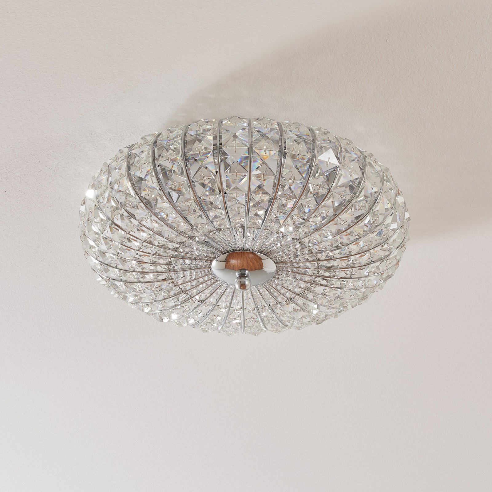 Broche ceiling light with crystals, Ø 40 cm