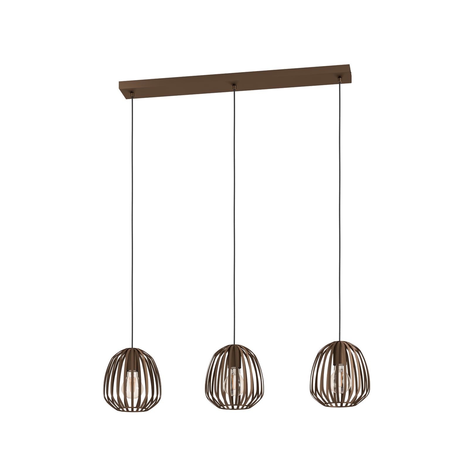 Espinal pendant light, brushed bronze, length 90 cm, 3-bulb.