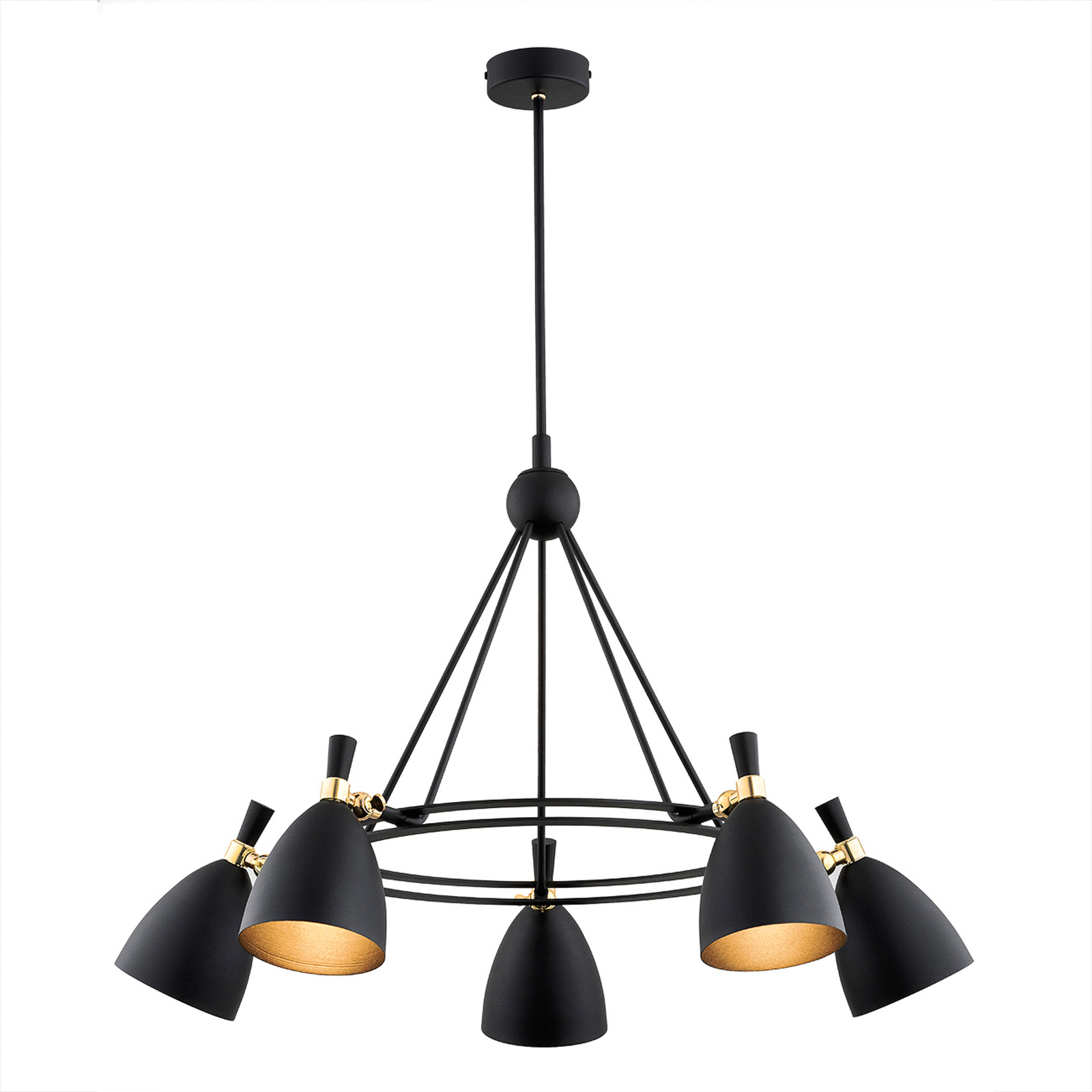 Charlotte pendant light, five-lamp, black