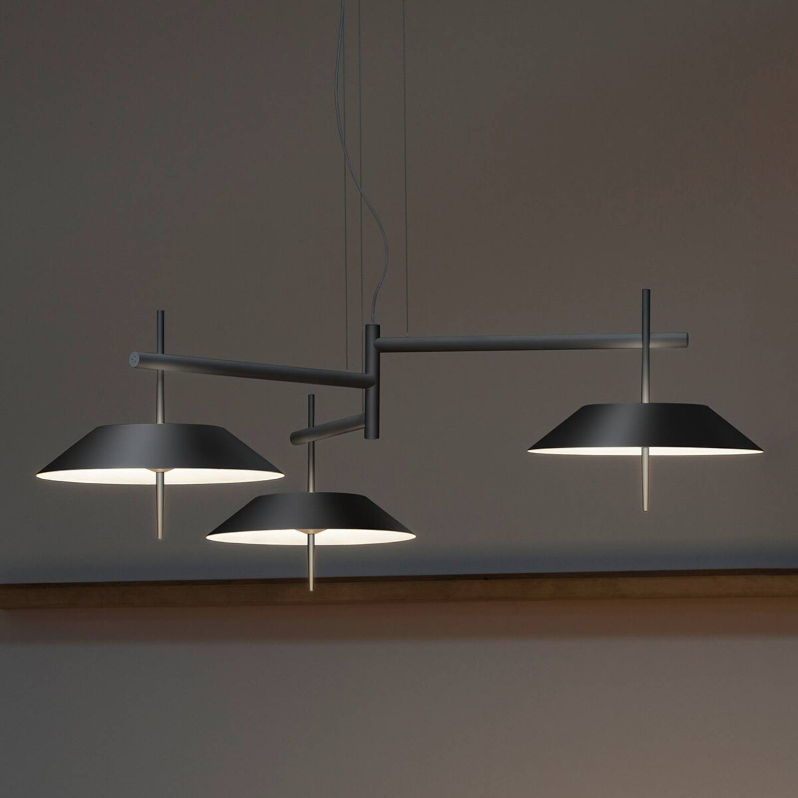 Vibia Suspension LED Mayfair 3 lampes gris graphite