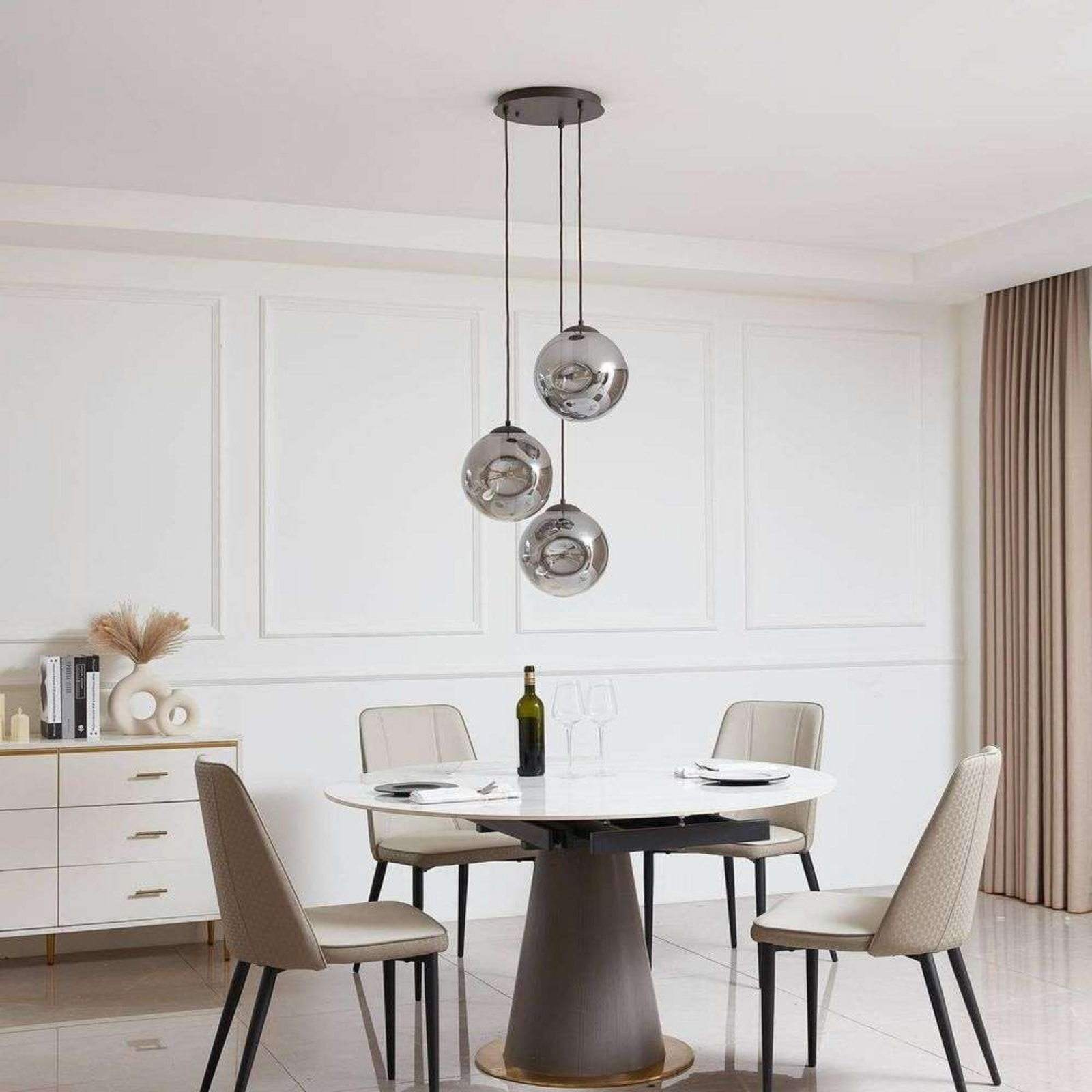 Valentina 3 Round Riippuvalaisin Smoked Grey/Coffee - Lindby