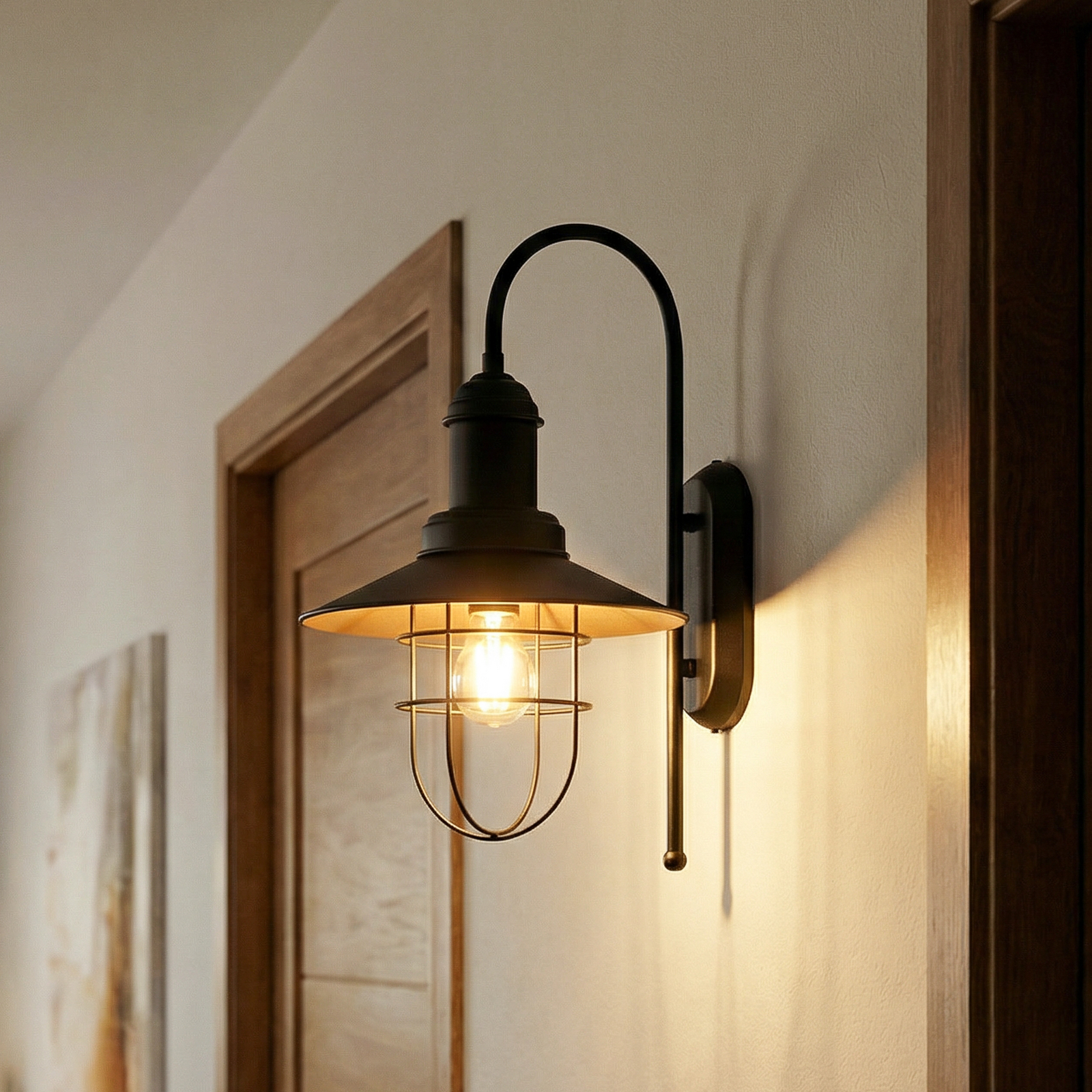 Sieninis šviestuvas „Gadi“, juodas, metalas, aukštis 48 cm