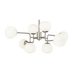 Maytoni Erich hanging light, nickel-coloured, glass/metal, 8-bulb