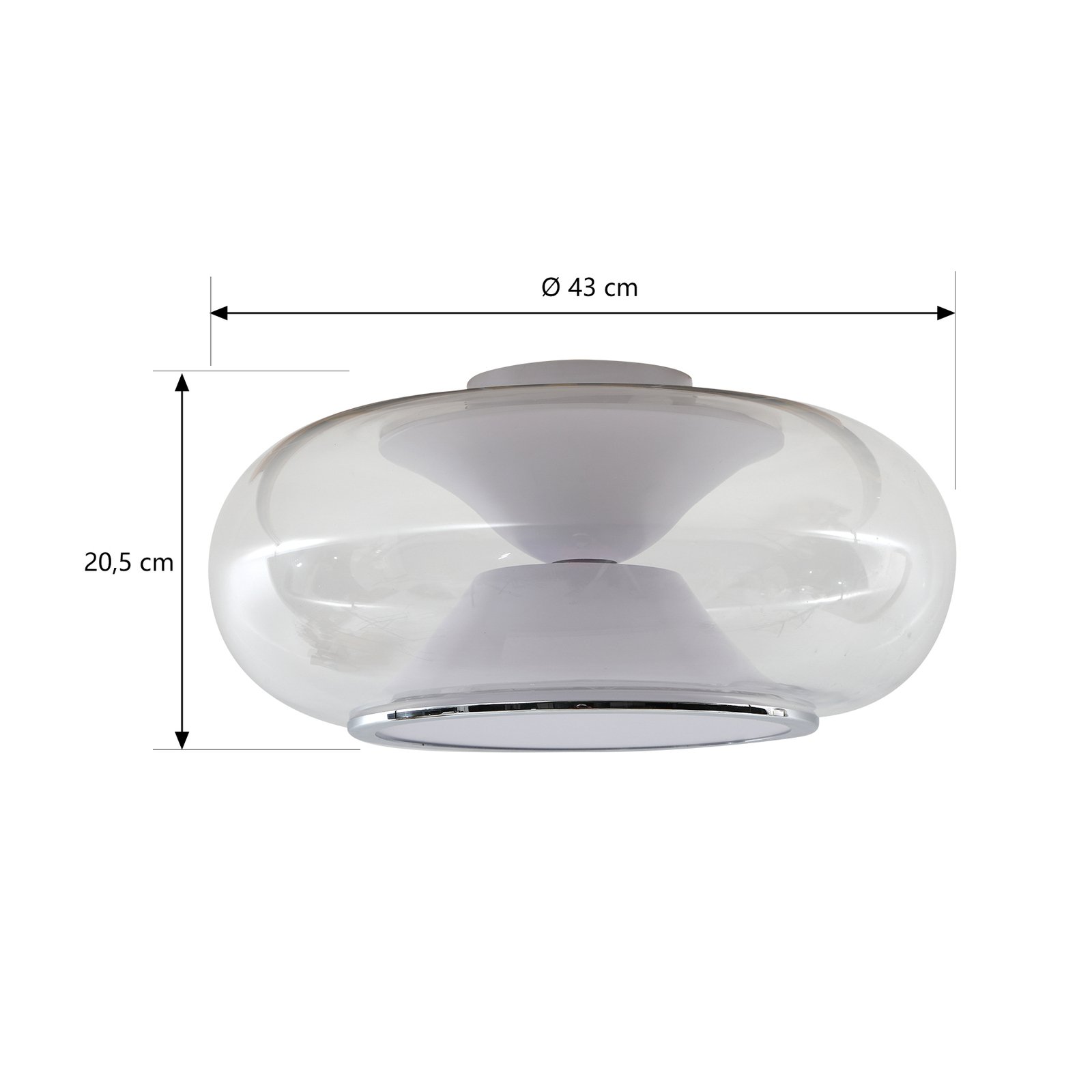 Lucande Orasa LED ceiling light, glass, white/clear, Ø 43 cm