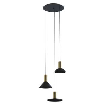 Hanglamp Hermanos III 3-lamps zwart/messing
