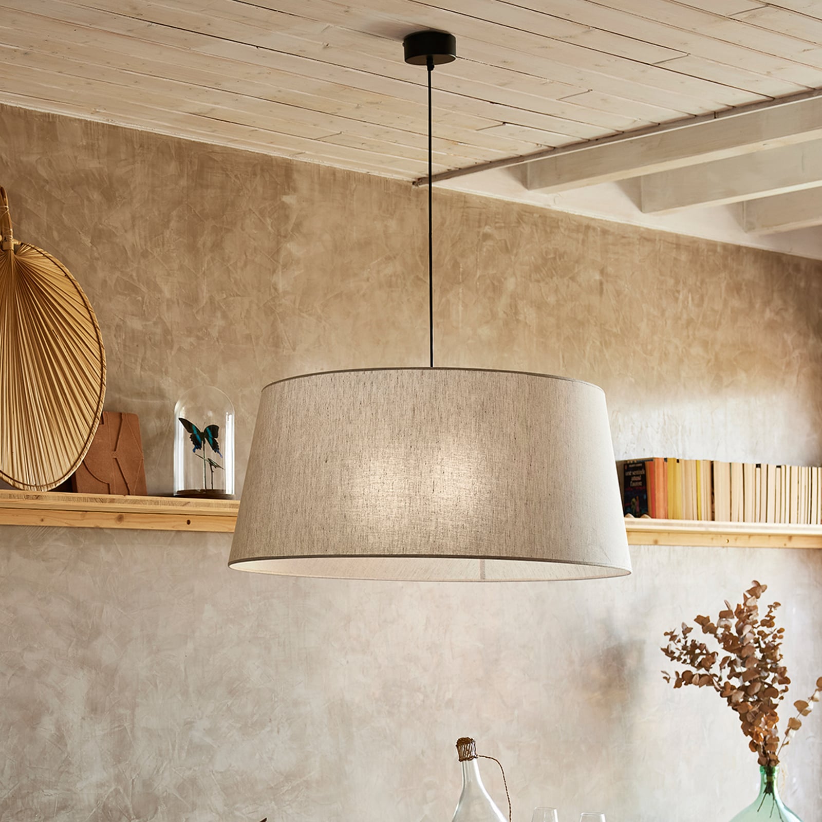 Lampada a sospensione Tambour pyla Ø 78 cm in lino/cotone - COREP SAS