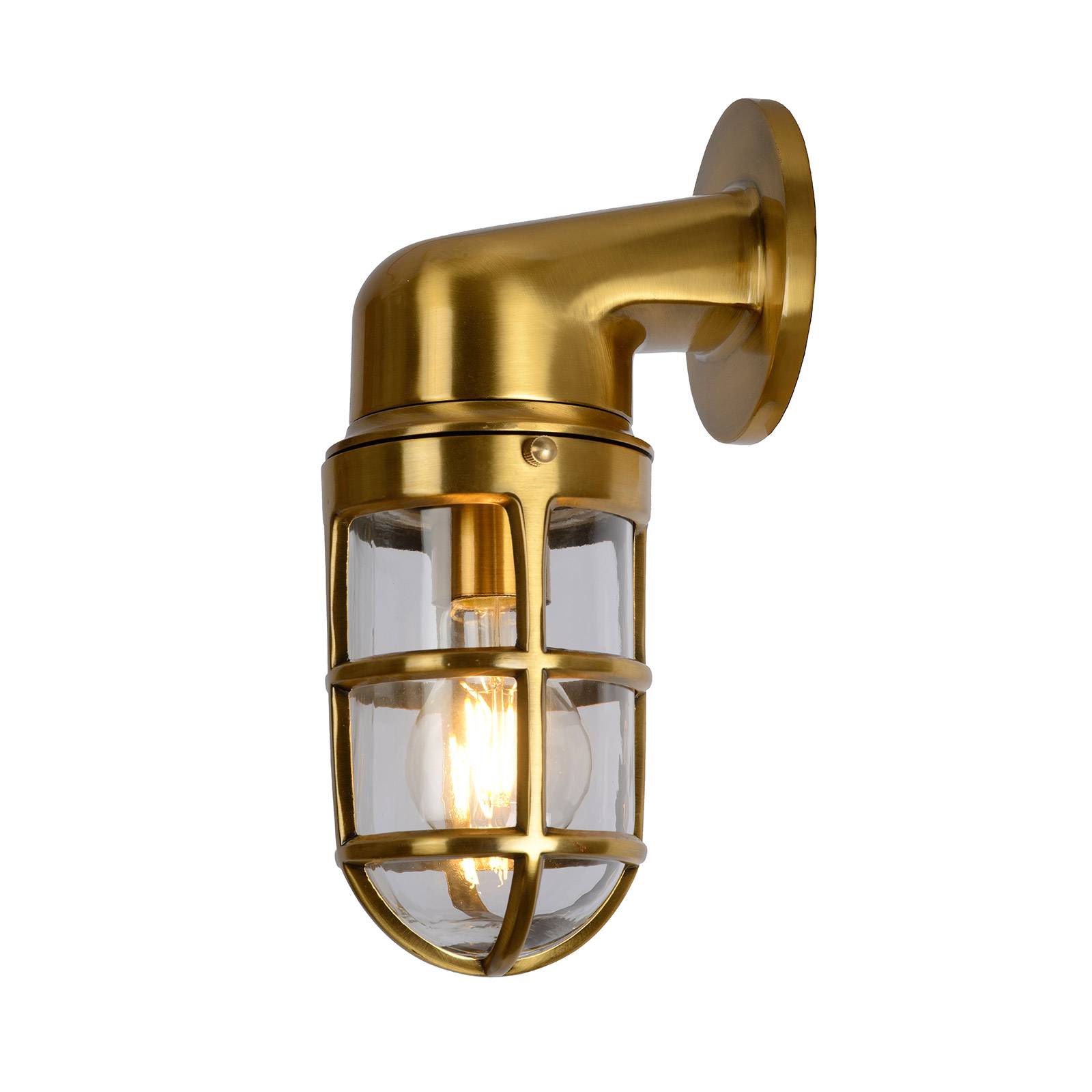 Dudley outdoor wall light, protruding down, brass