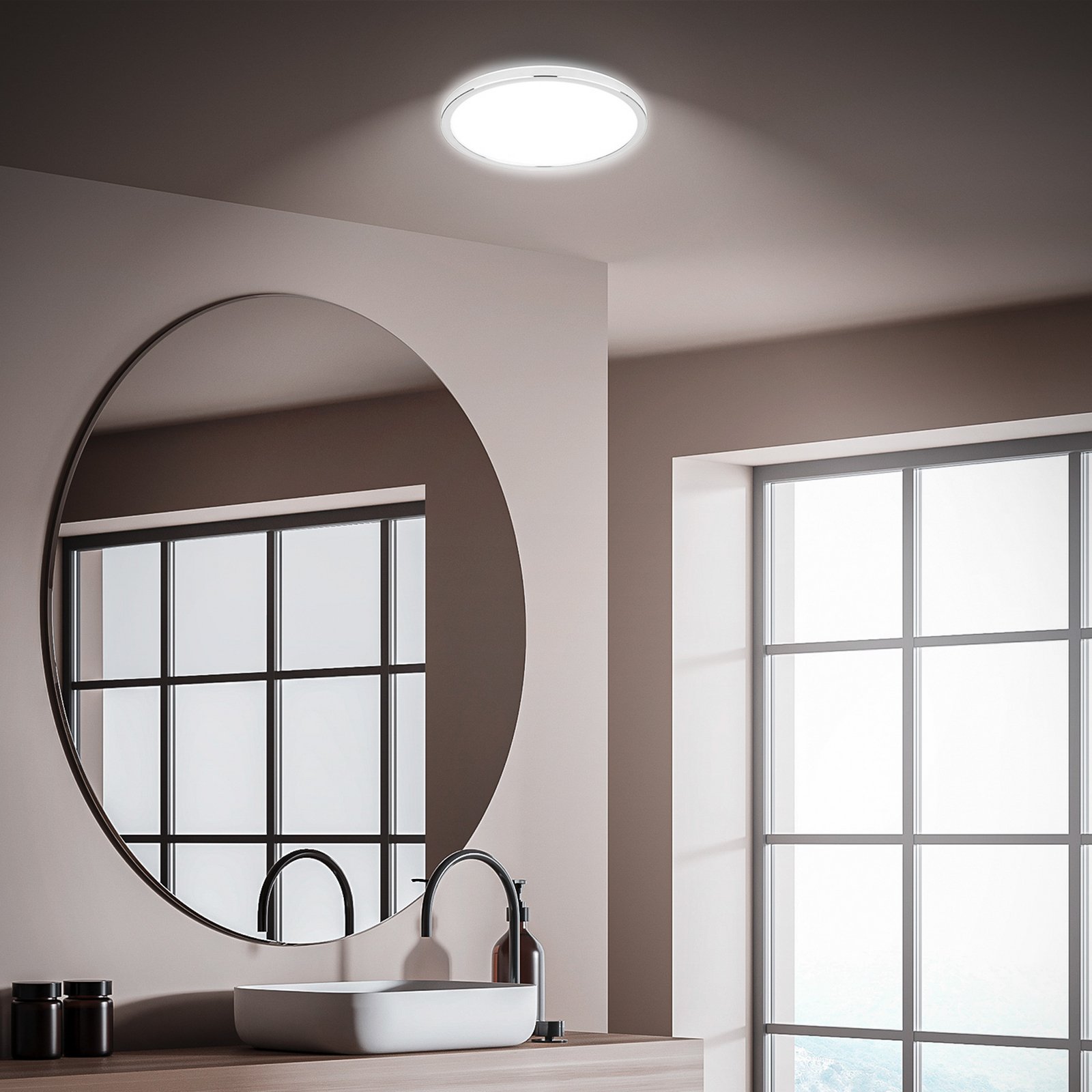 LED stropní svítidlo do koupelny Pulap, Ø 29 cm, chromová/bílá kovová