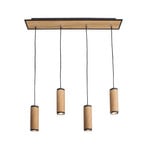 Candeeiro suspenso Bolivia, madeira, carvalho, 3 lâmpadas, comprimento 75 cm