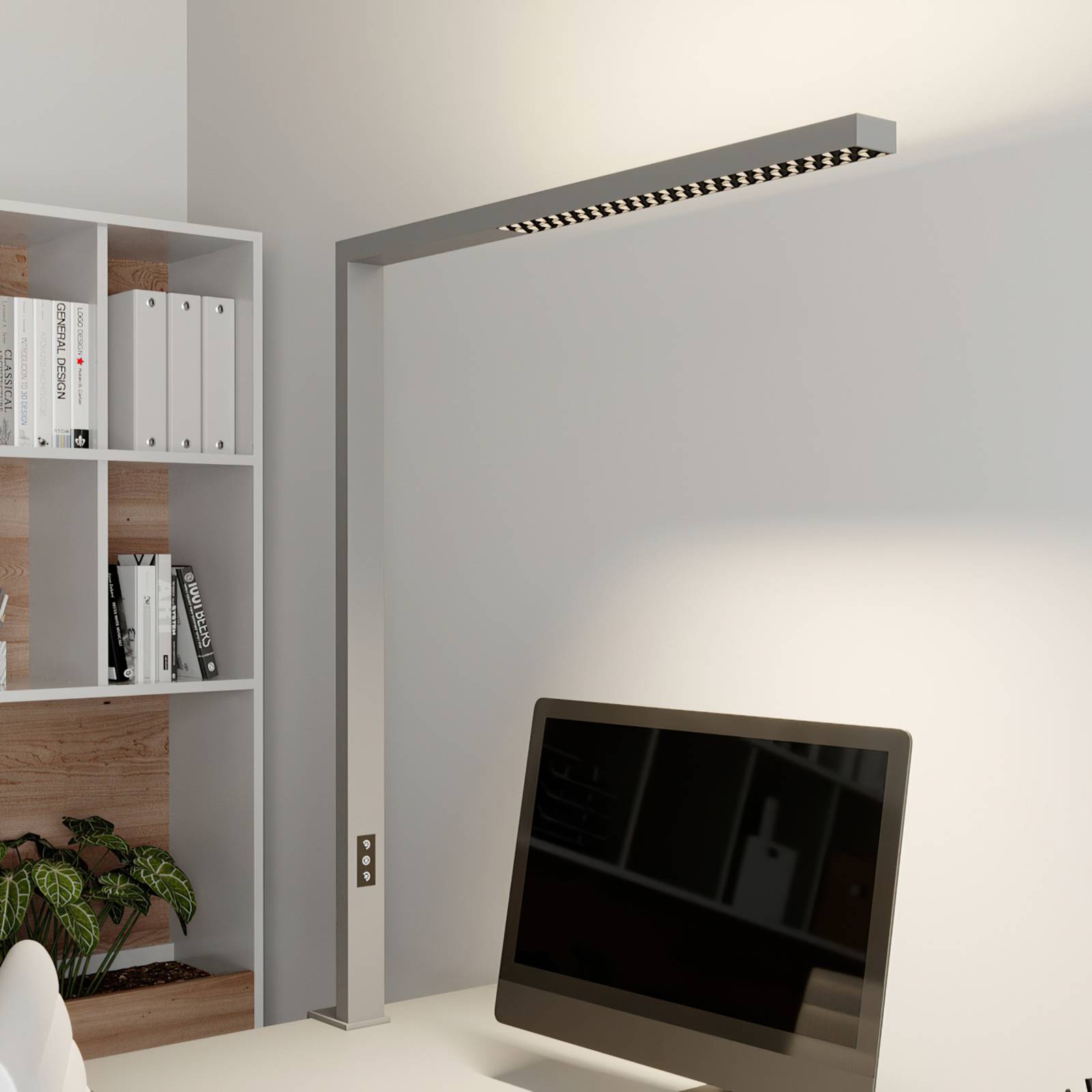 Arcchio Jolinda LED-klemmelampe til kontor sølv