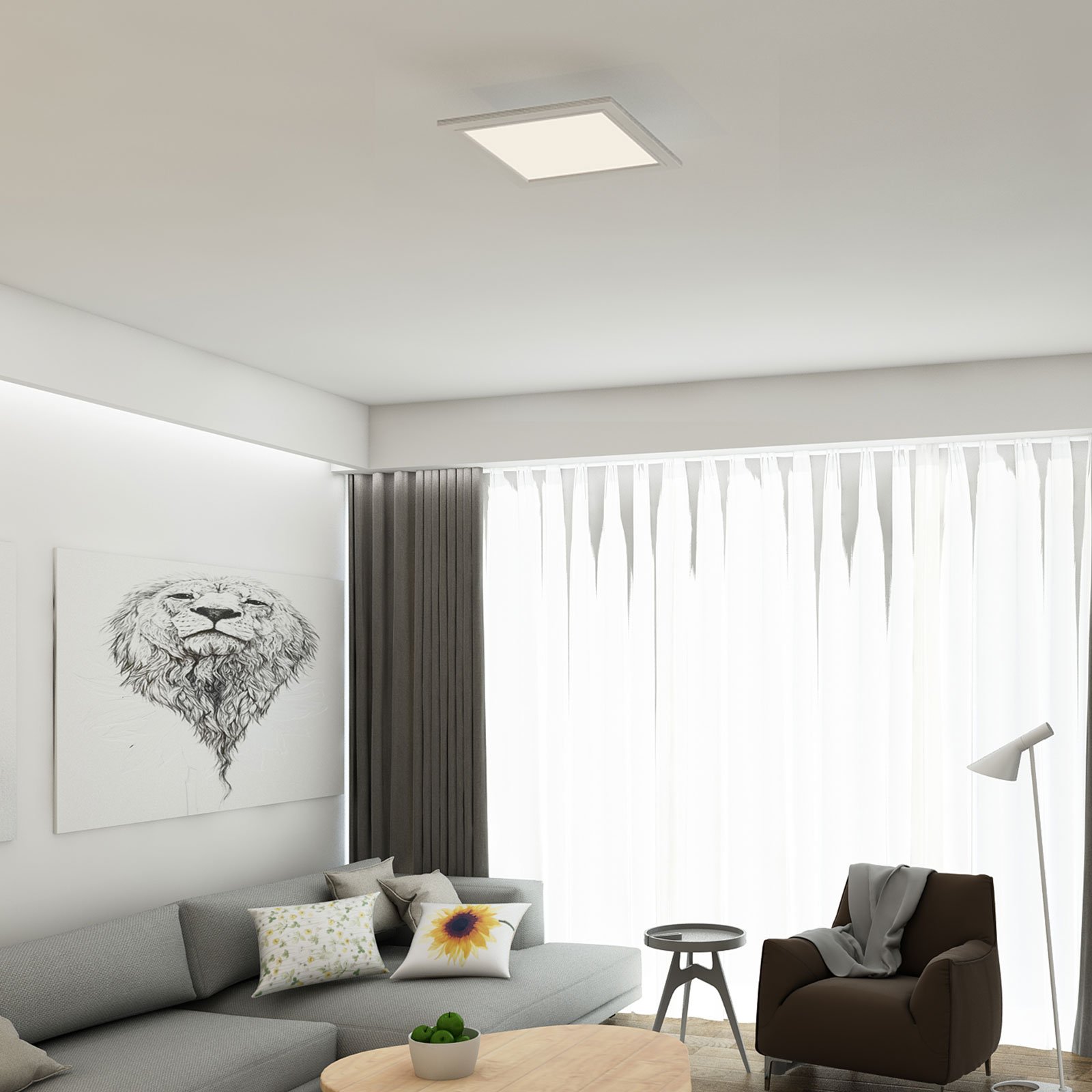 LED ceiling lamp Piatto, sensor, 29.5 x 29.5 cm