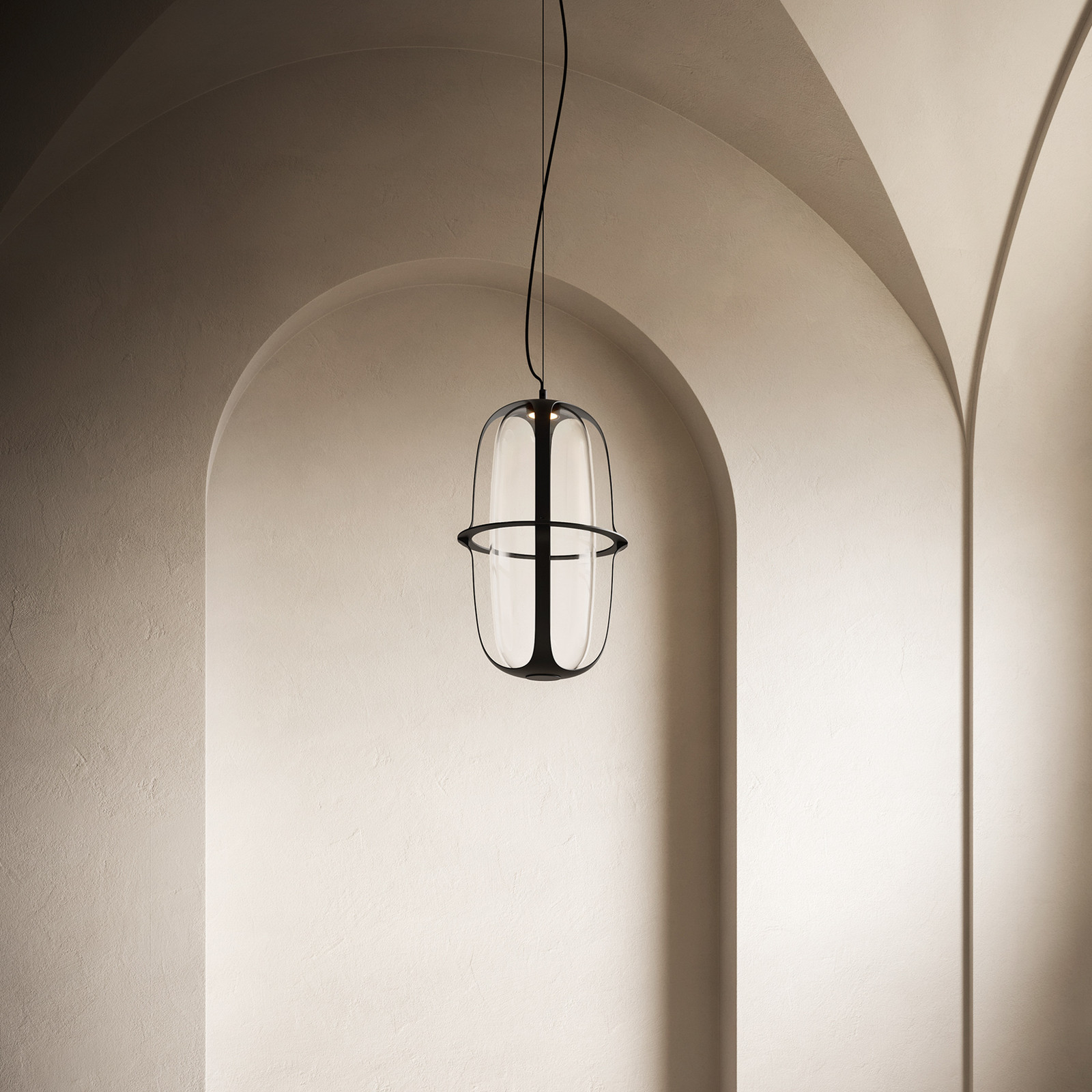 kdln Lampă suspendată LED Kooi negru Ø 30 cm metal/sticlă - Camera de zi / sufragerie - Design - negru mat transparent - Aluminiu