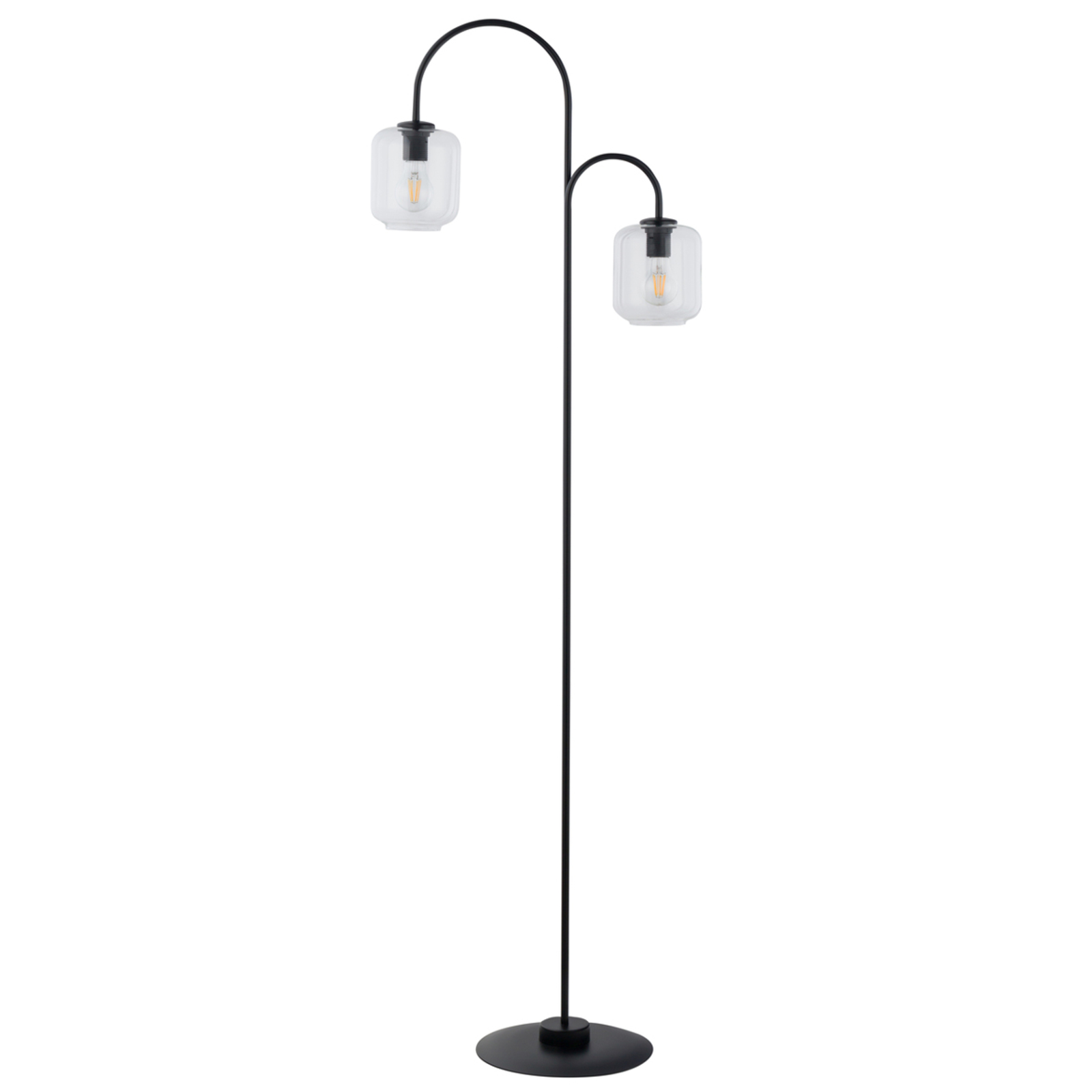 Lampa stojąca Kanja, 2-pkt., czarna/przeźroczysta