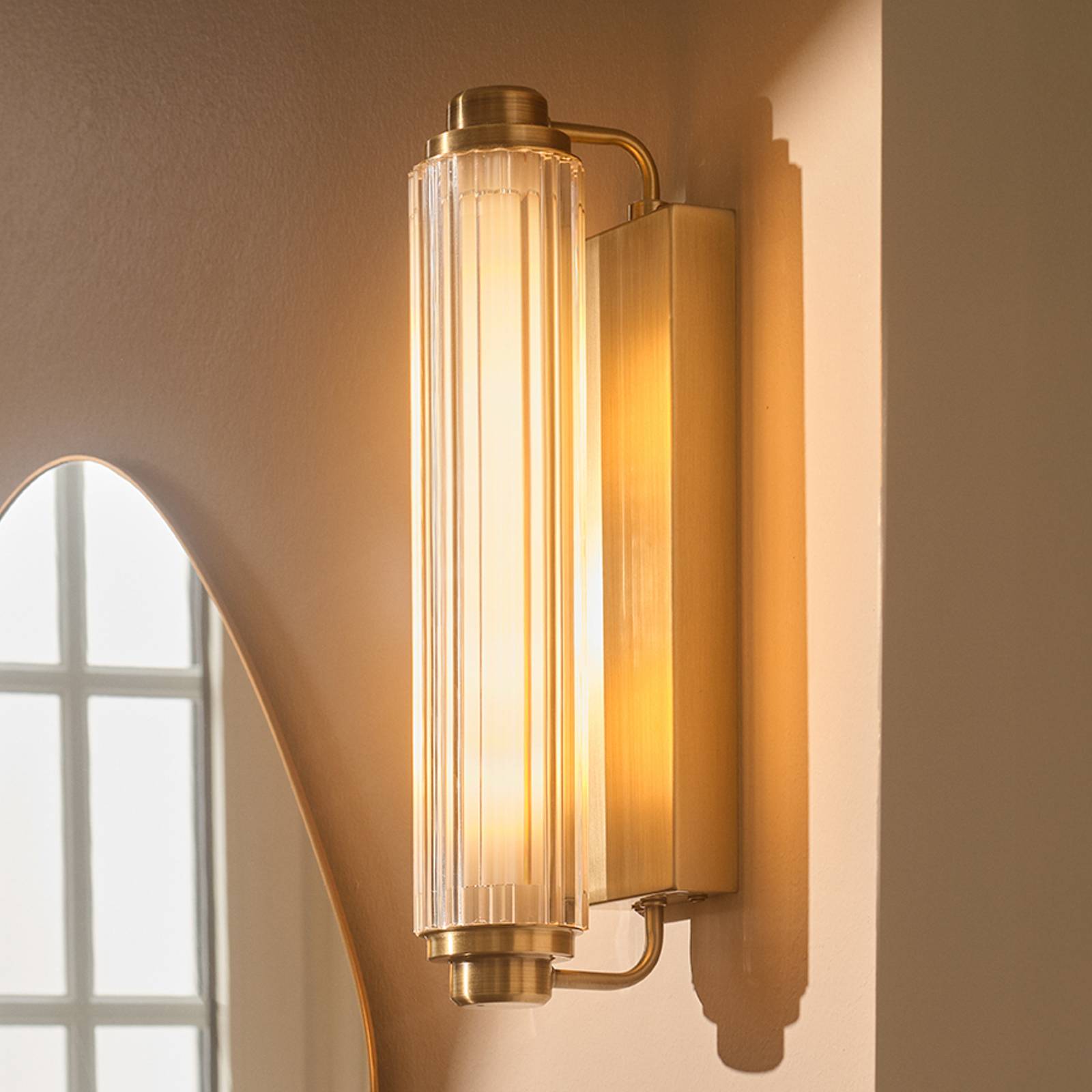 Nordlux Applique murale Nimal Double, IP44, plastique, métal, laiton