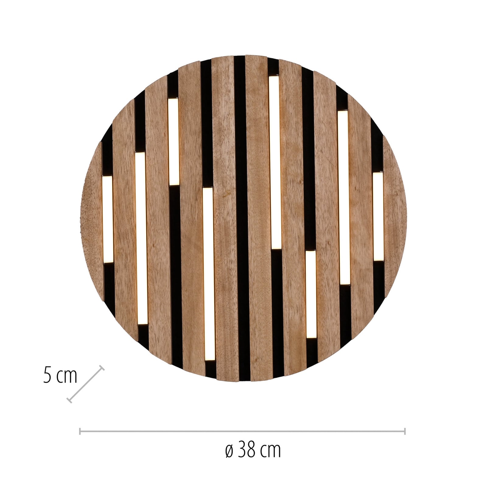 Candeeiro de teto LED Acústica, Ø 38 cm, madeira natural, metal Candeeiro de teto LED Acústica, Ø 38 cm, madeira natural, metal