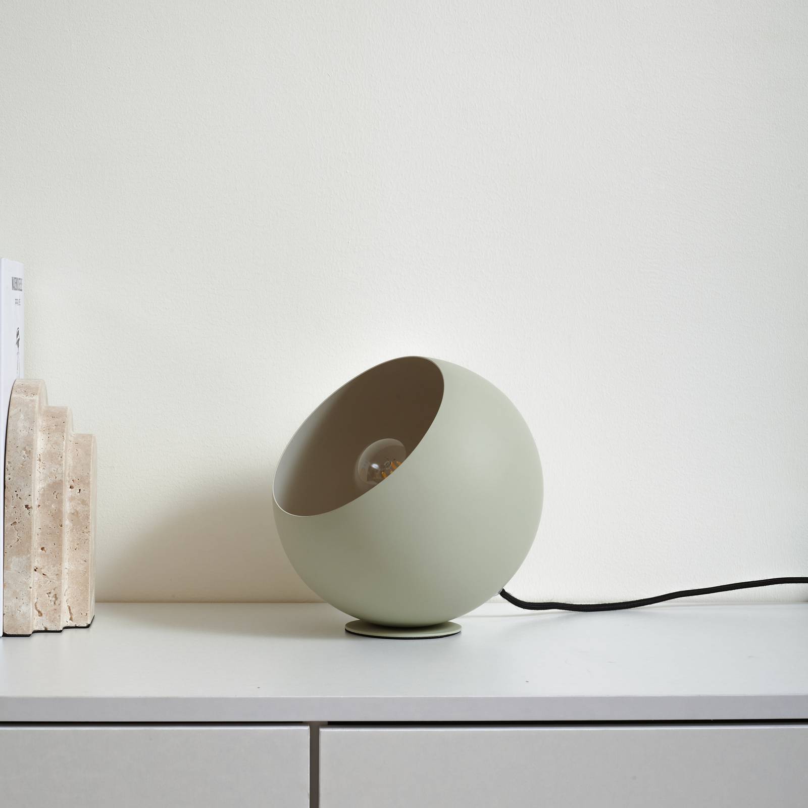 Lampa stołowa Lindby Solomia, zielona, żelazo, Ø 20 cm