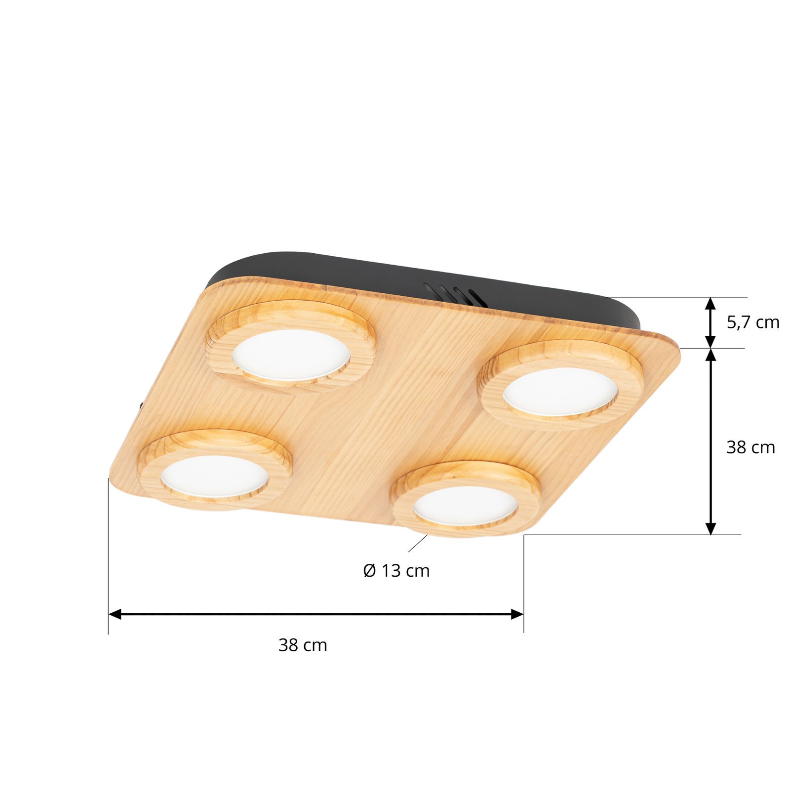 Lindby Joren LED bodovka dřevo čtyři zdroje kulaté