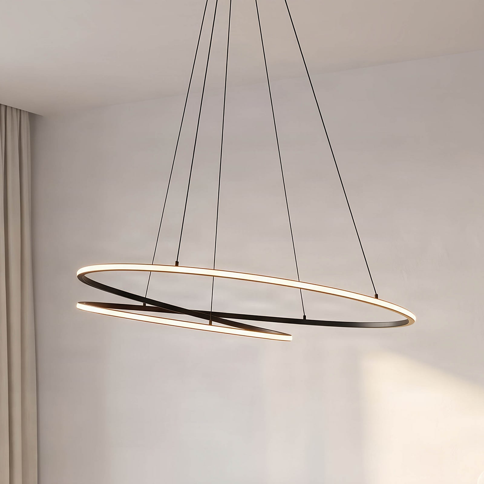 Lucande Gavril LED lógó világítás, 100 cm, fekete, dimmelhető fényerővel