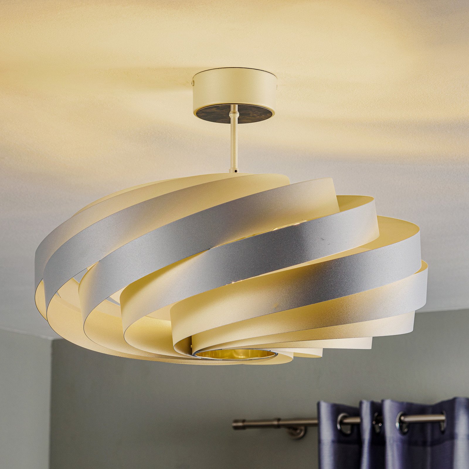 Euluna Plafonieră Vento culoare aluminiu Ø 60 cm metal - Camera de zi / sufragerie - modern