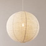 Lampă suspendată Lindby „Autumn”, bej, Ø 60 cm, in, formă de bilă
