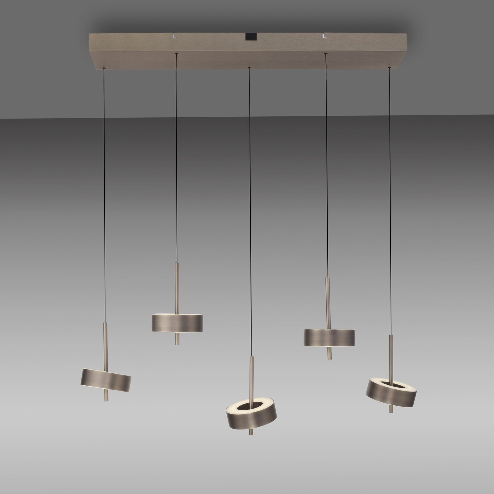 Paul Neuhaus Suspension Smart LED Q-Rotate brun foncé à 5 lampes