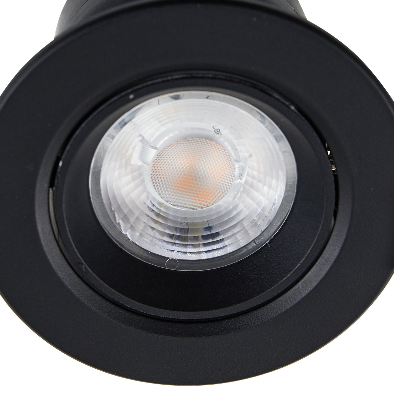 Prios LED inbouwlamp Shima, zwart, 7 W, 3000K, dimbaar