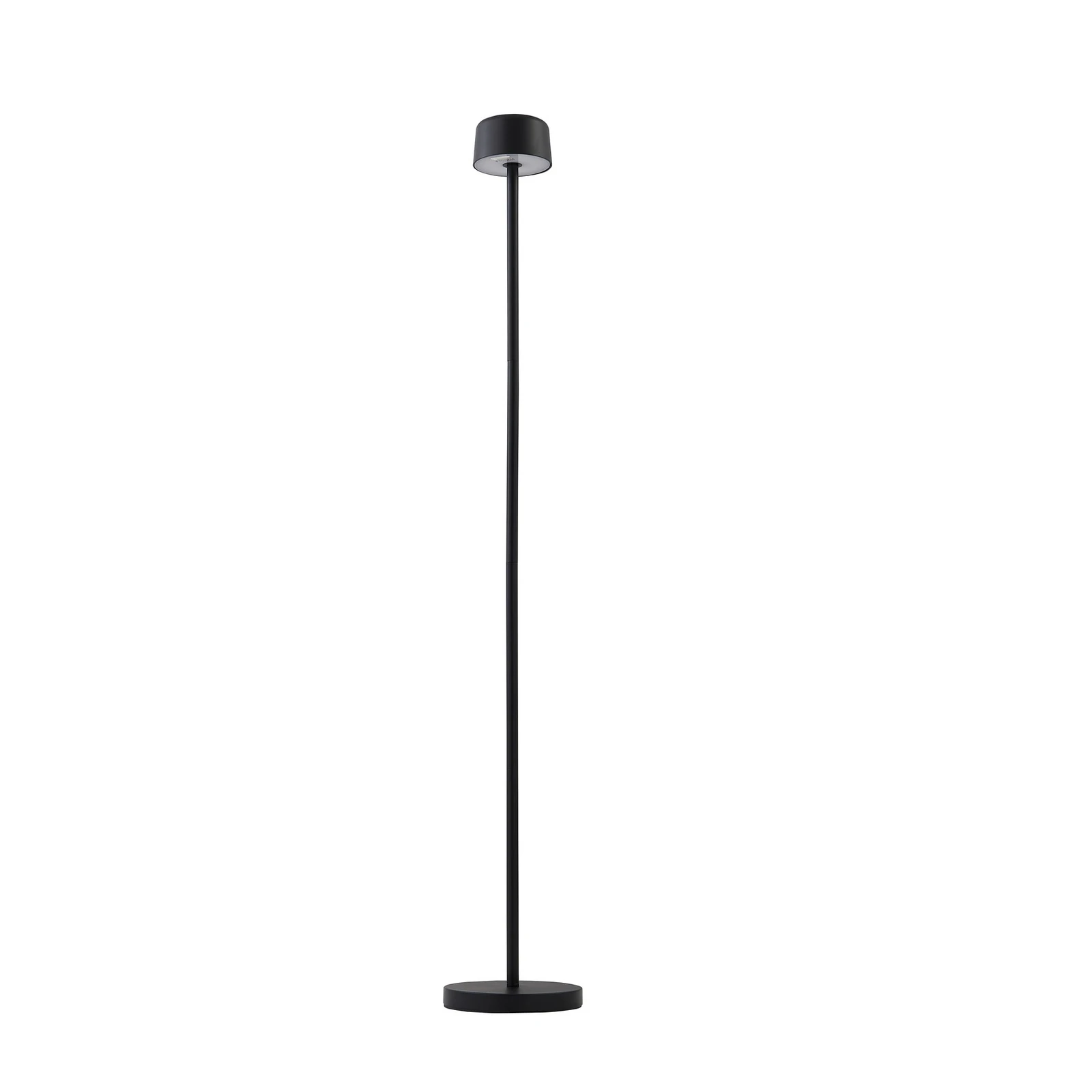 Lindby Candeeiro de pé LED recarregável Isason, preto, alumínio, Ø 11 cm