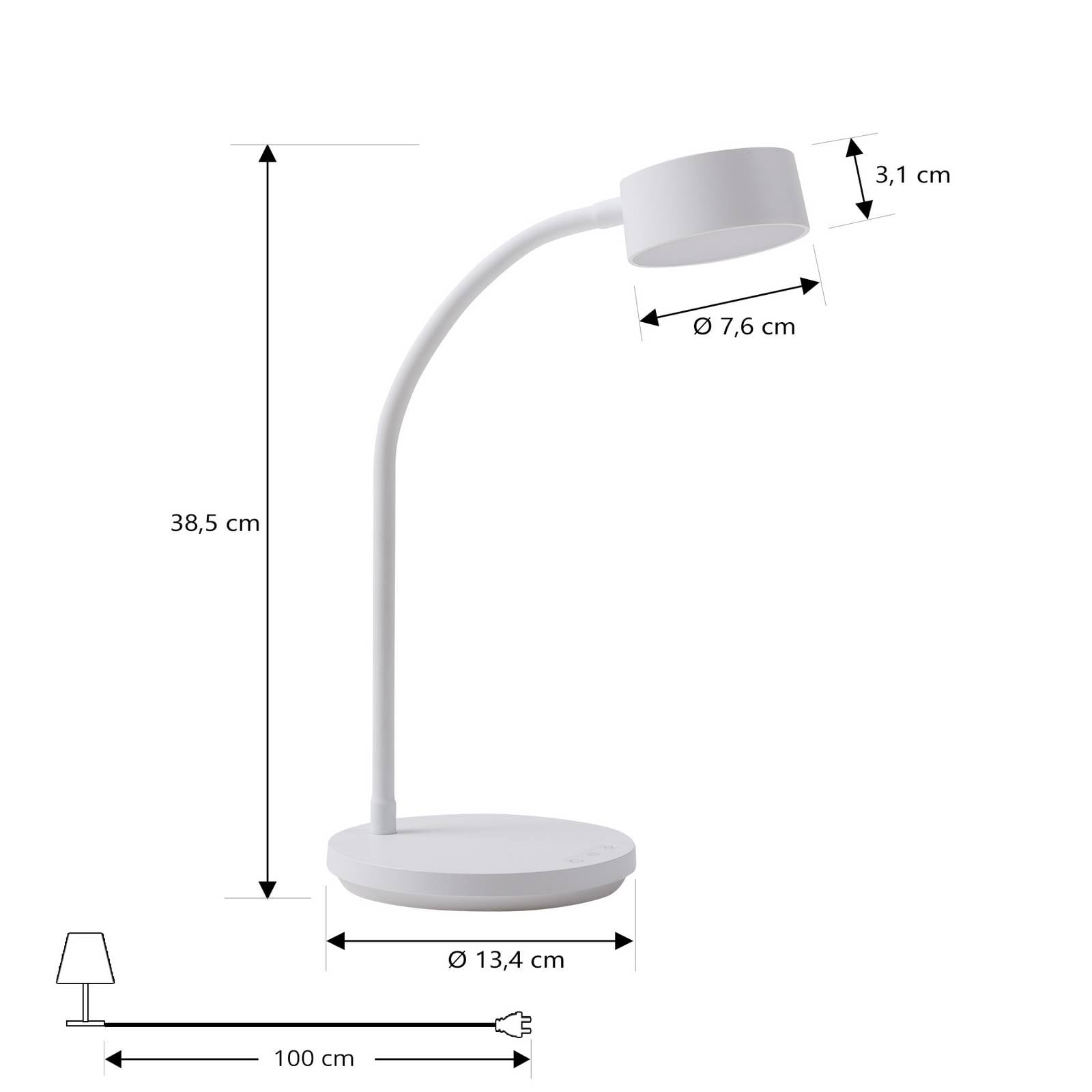 Lampa stołowa LED Lindby Maori, biała, metalowa, CCT, ściemniany
