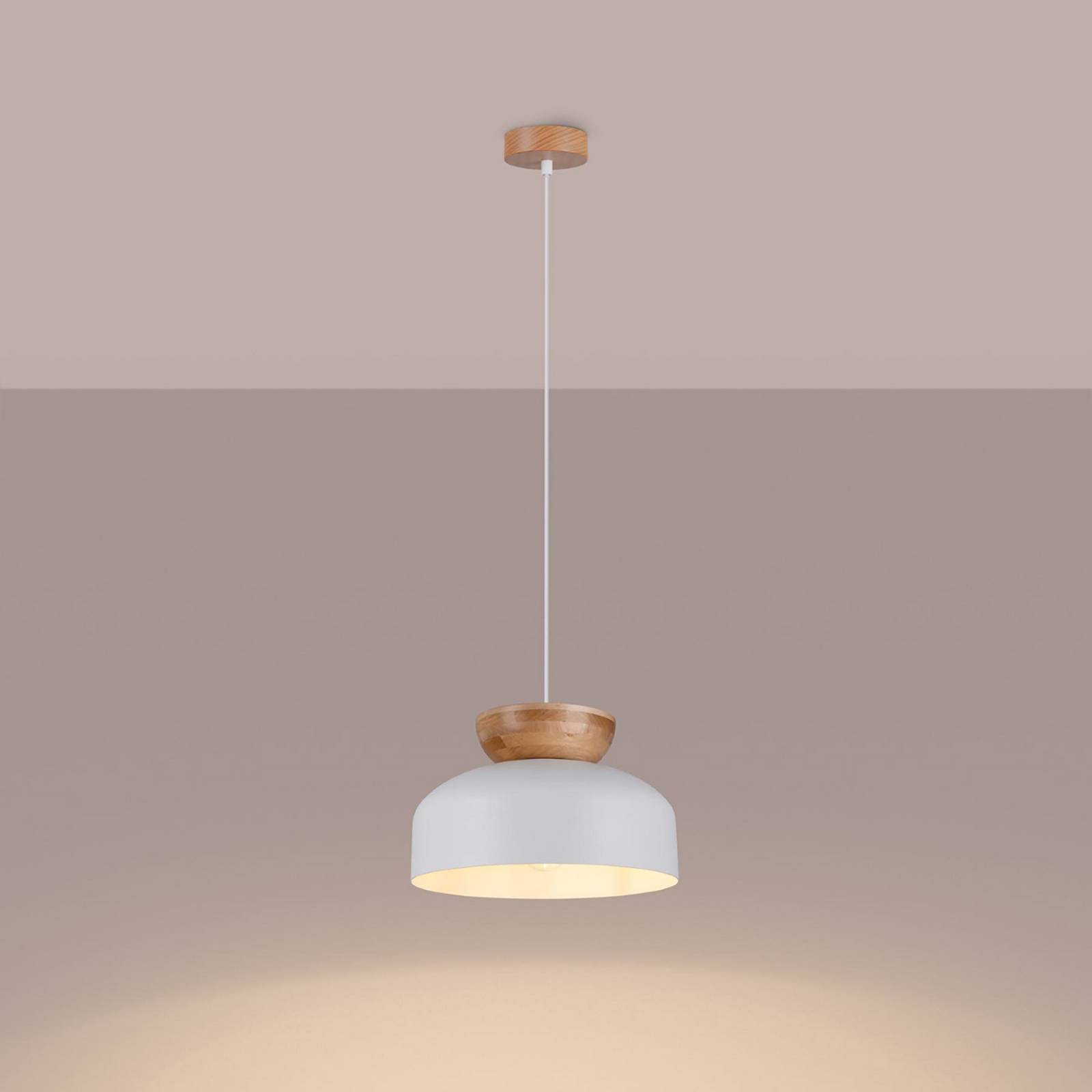 Lampa wisząca Marion, Ø 29,5 cm, drewno, stal