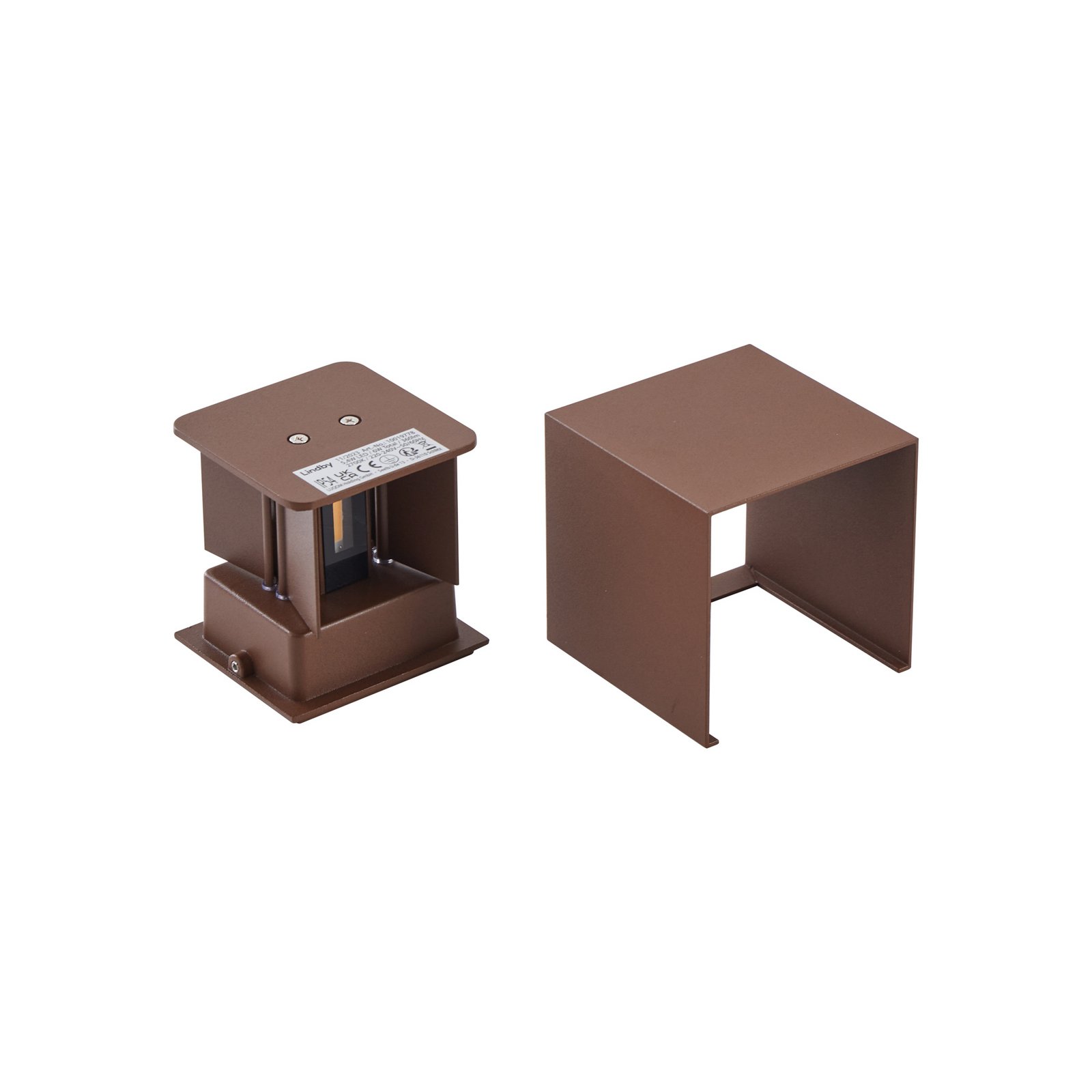 Nivar Square LED Buiten Wandlamp Rust Brown - Lindby