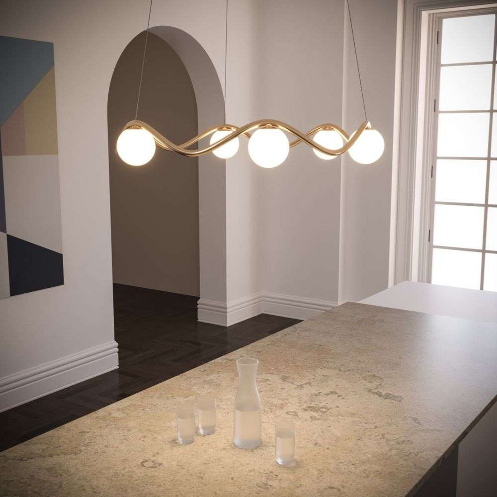 Circle of Life Plafoniere V2 Ø65 Raw Brass/Opal White - Rebello Decor