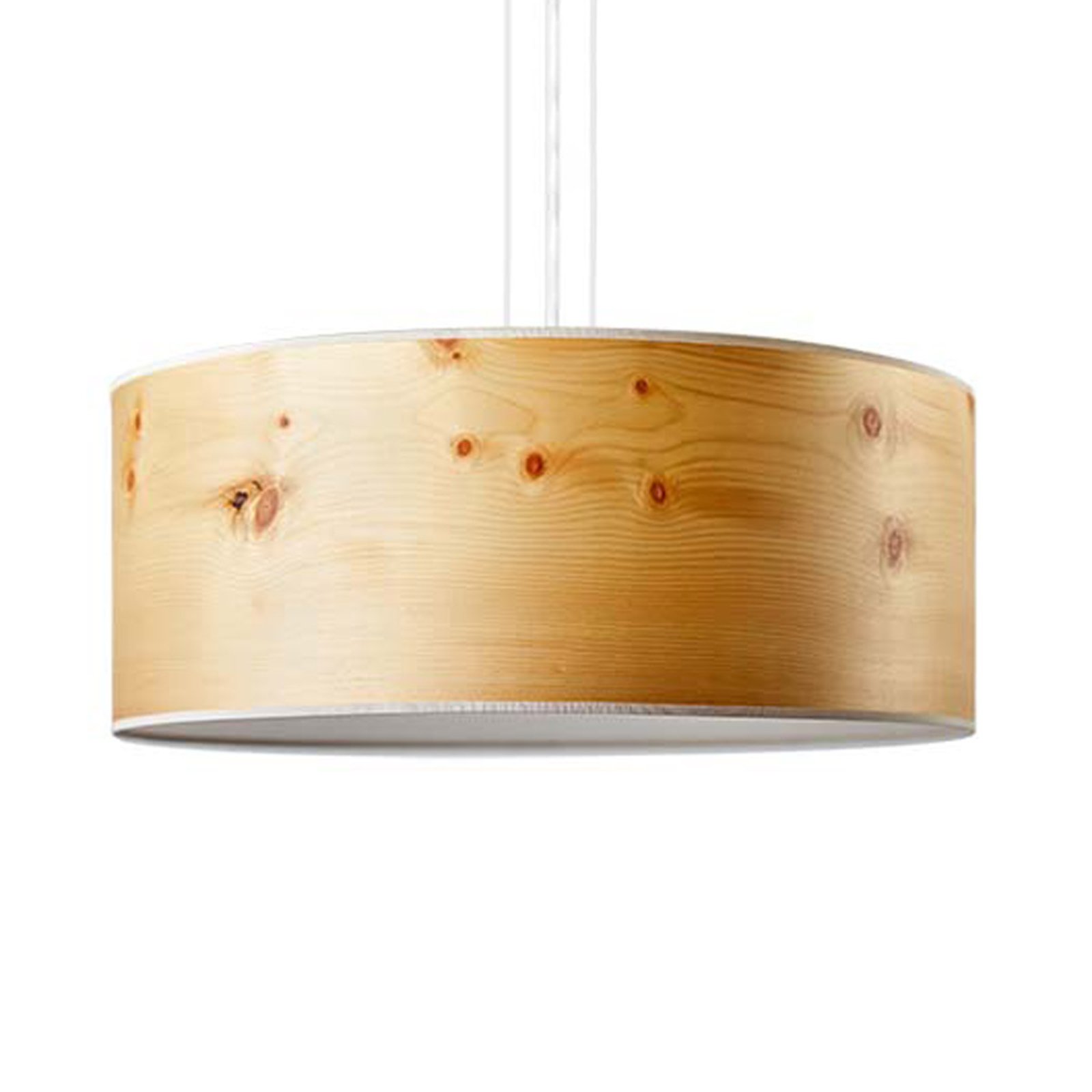 LeuchtNatur Discus hanging light wooden shade with white