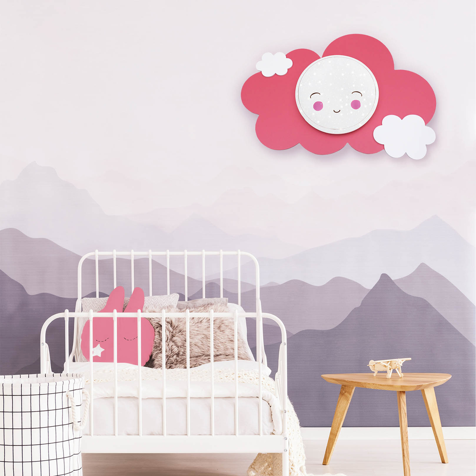 LED wall light picture cloud Starlight Smile, pink
