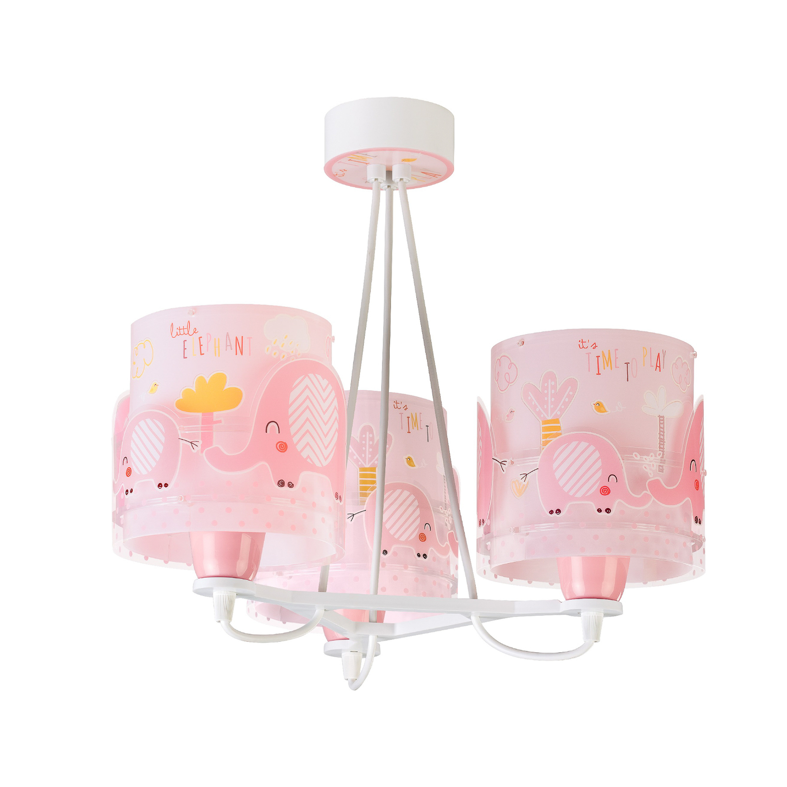 Lámpara colgante infantil Little Elephant, 3 luces, rosa