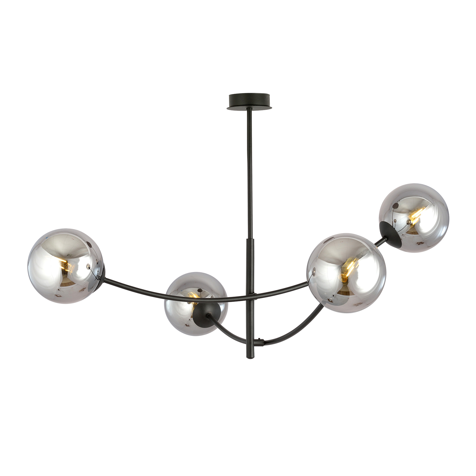 Plafón Hunter, negro/grafito, 4 luces