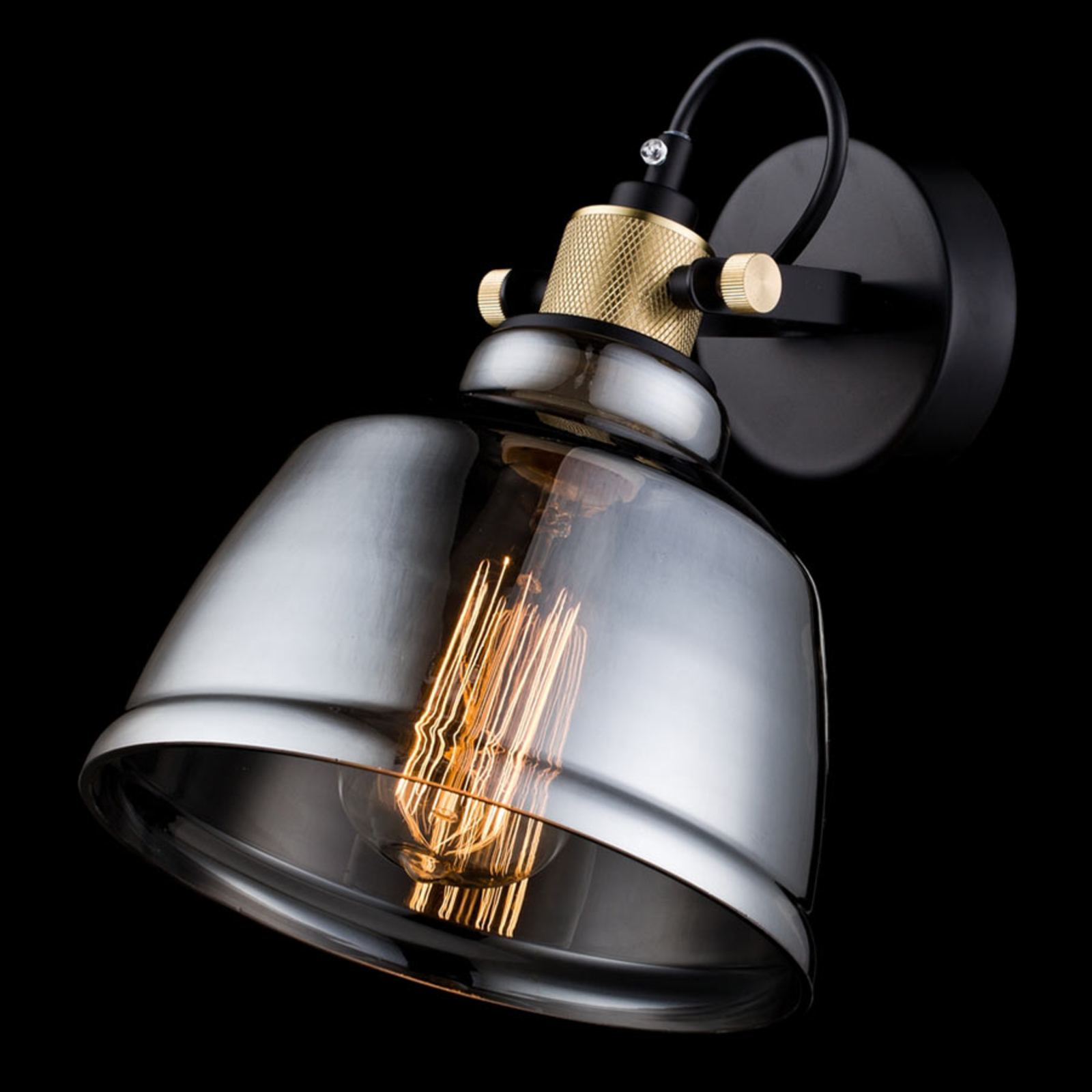 Klosz z przydymionego szkła – lampa ścienna Irving