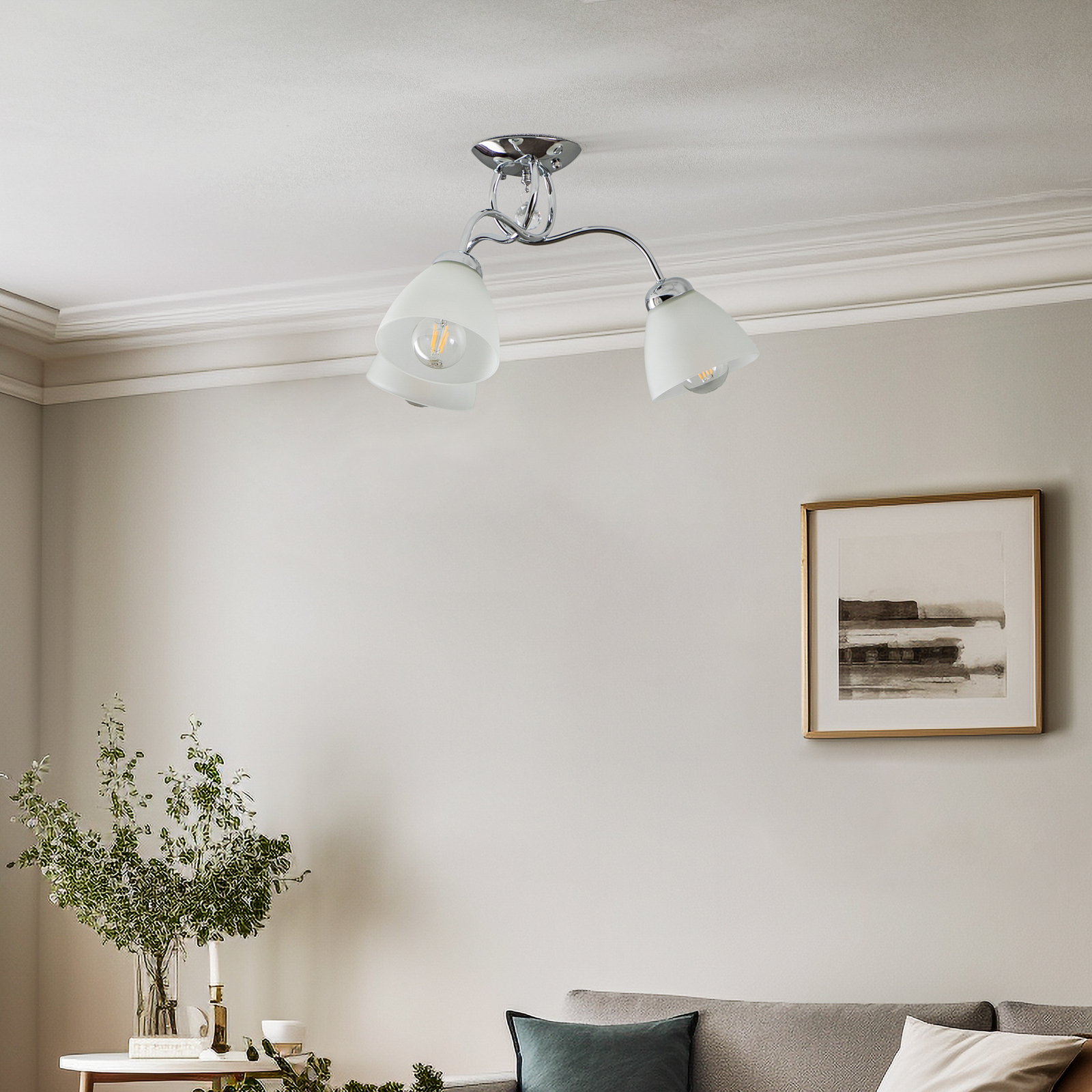Miranda ceiling light, three-bulb, chrome