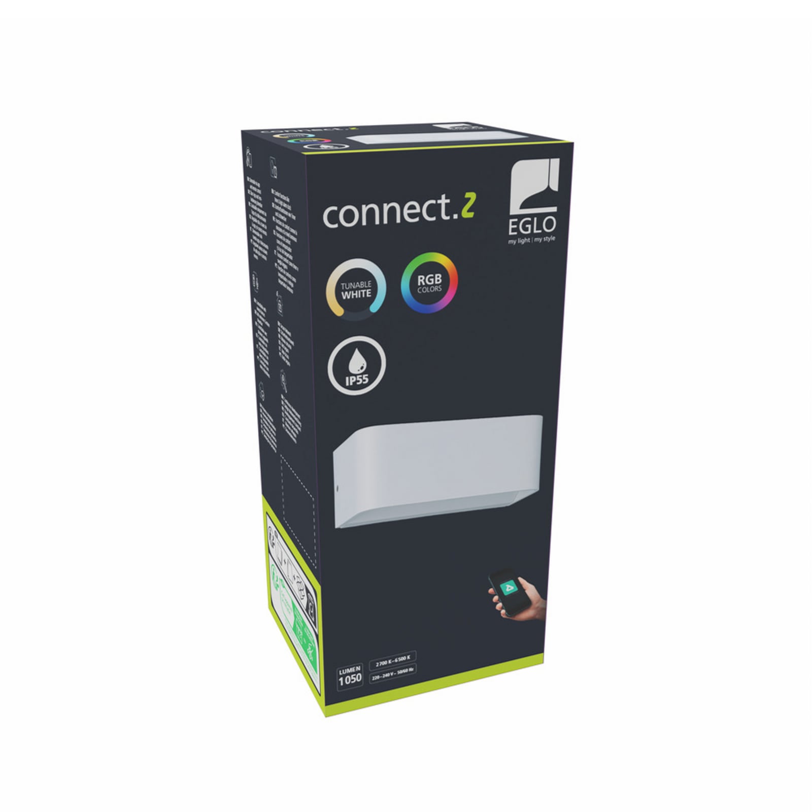 Candeeiro de parede exterior LED inteligente EGLO connect SANIA-Z, branca, IP55 Candeeiro de parede exterior LED inteligente EGLO connect SANIA-Z, branca, IP55