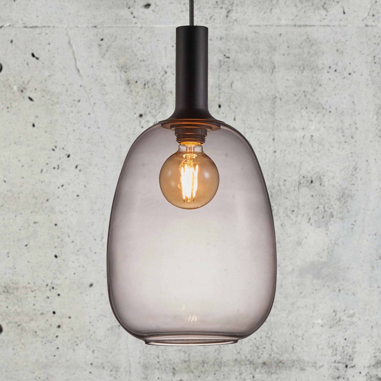 Nordlux Lampă suspendată Alton abajur sticlă gri fum Ø23cm - Camera de zi / sufragerie - modern - gri fumuriu negru