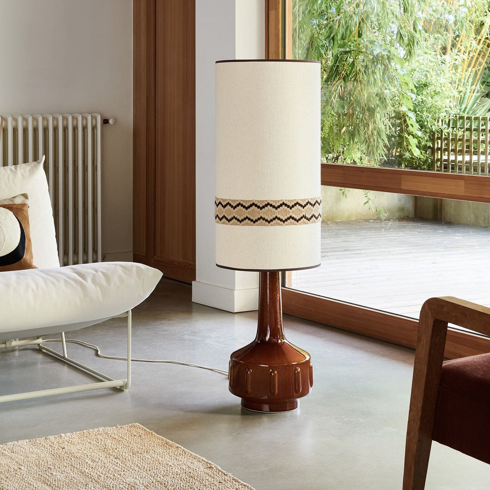 MARKET SET Stojacia lampa Jimmy, výška 121 cm keramika, vzorovaný lem