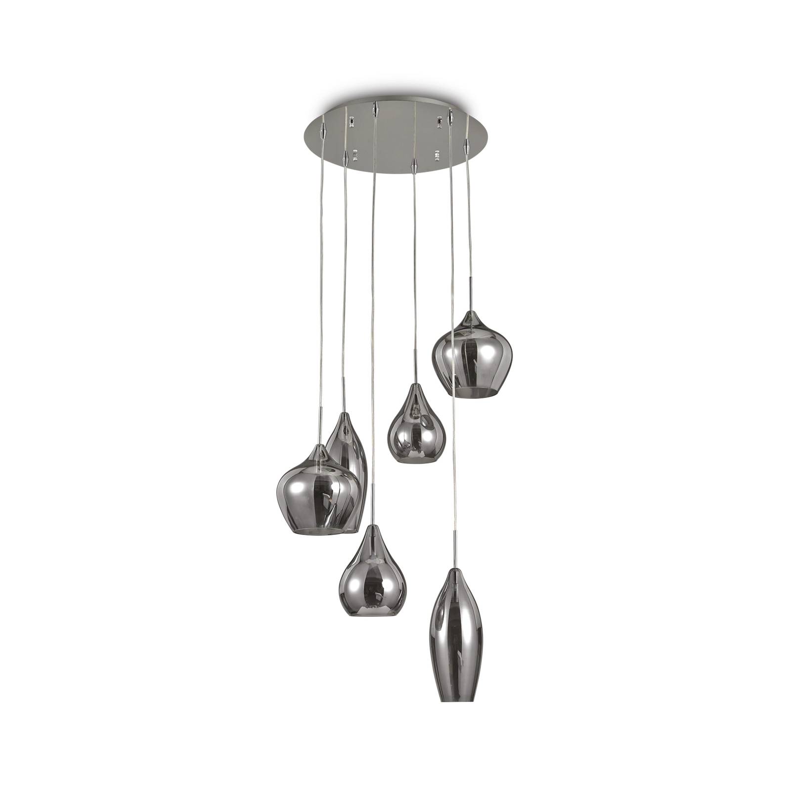 Idéal Lux Soft suspension à 6 lampes chrome/fumée