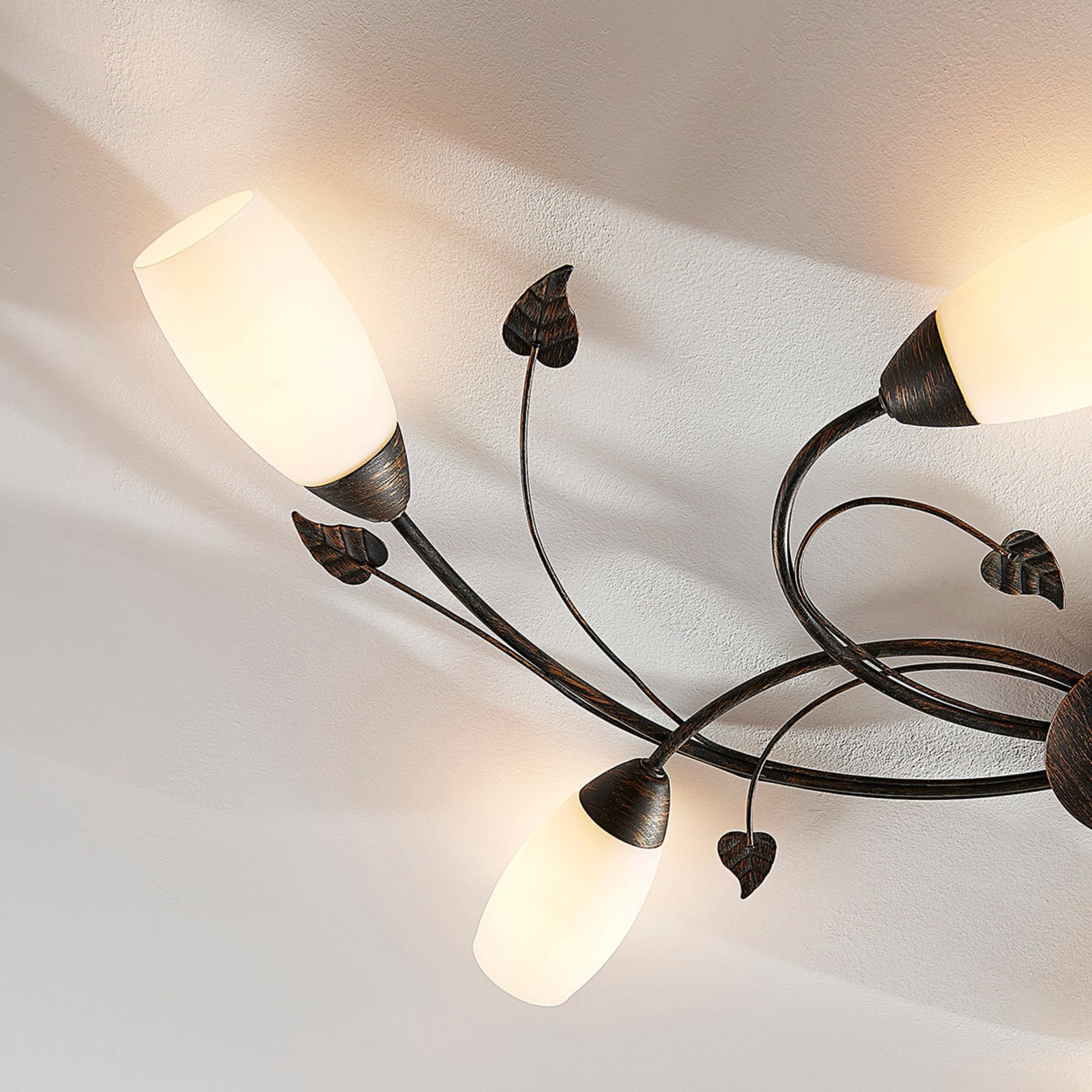 Stefania 6 Ceiling Lamp White/Black-Gold - Lindby