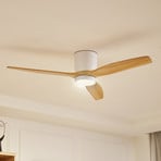Lucande LED-Deckenventilator Faipari, weiß, DC, leise, 132cm