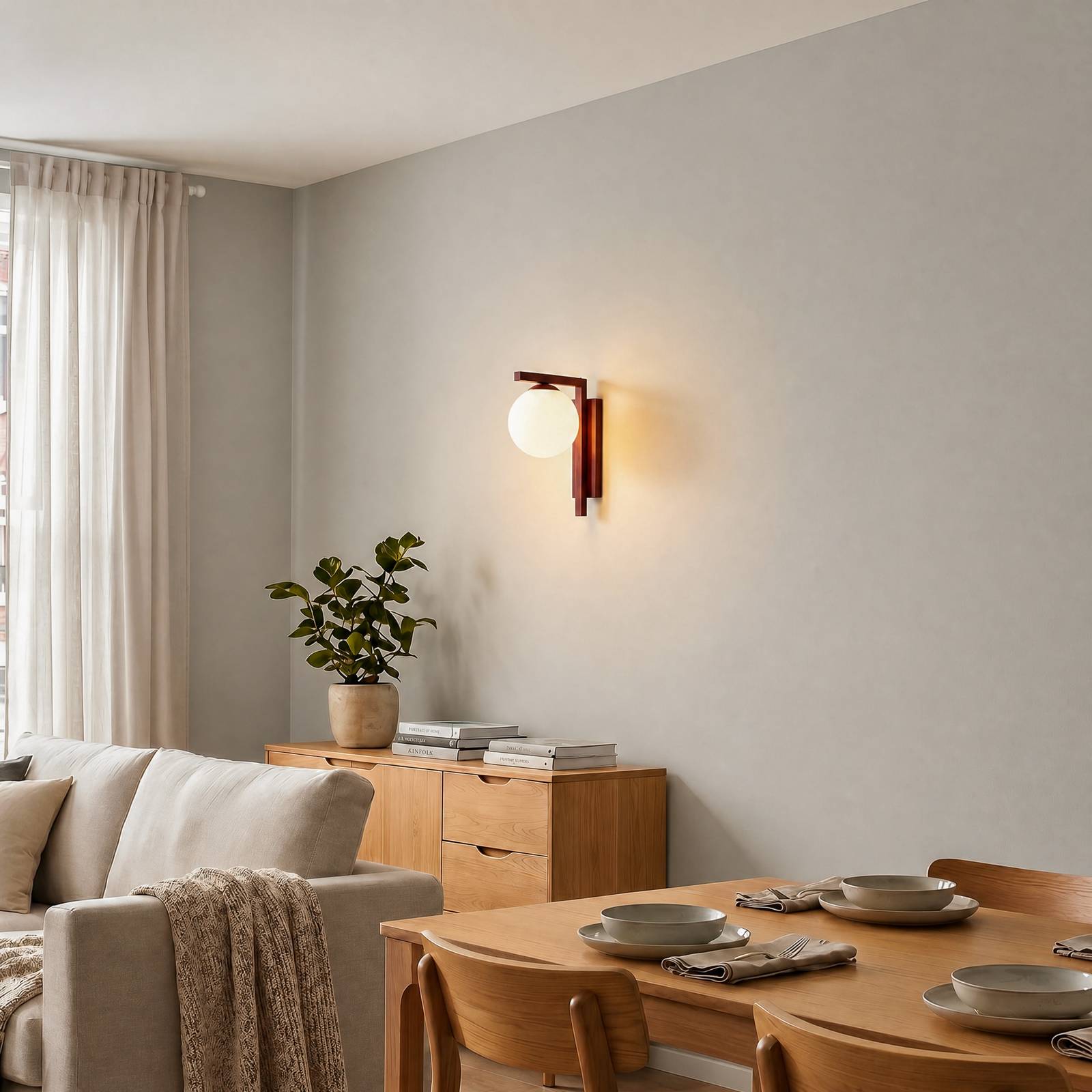 ALDEX Wandlamp Zac, opaal/wijnrood, 1-lamp