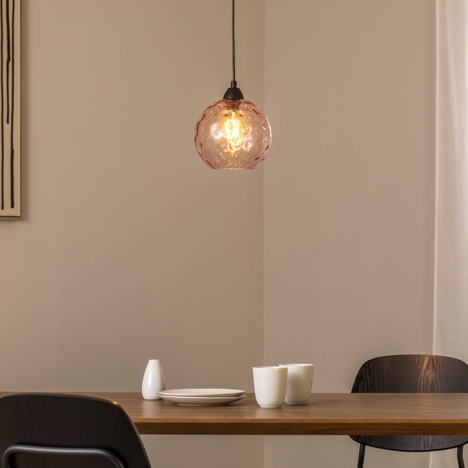 Pendelleuchte Benek, pink, Glas, Ø 20 cm, E27 günstig online kaufen