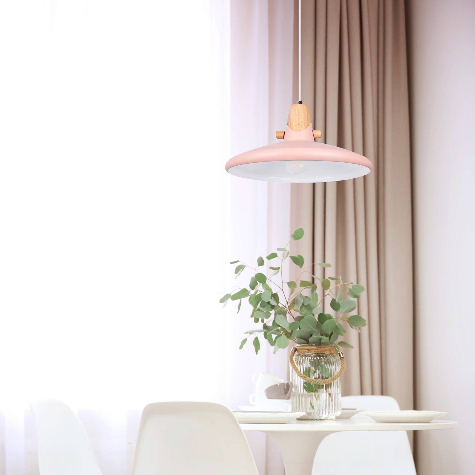 Nino Lighting Suspension Carin avec abat-jour en métal rosé