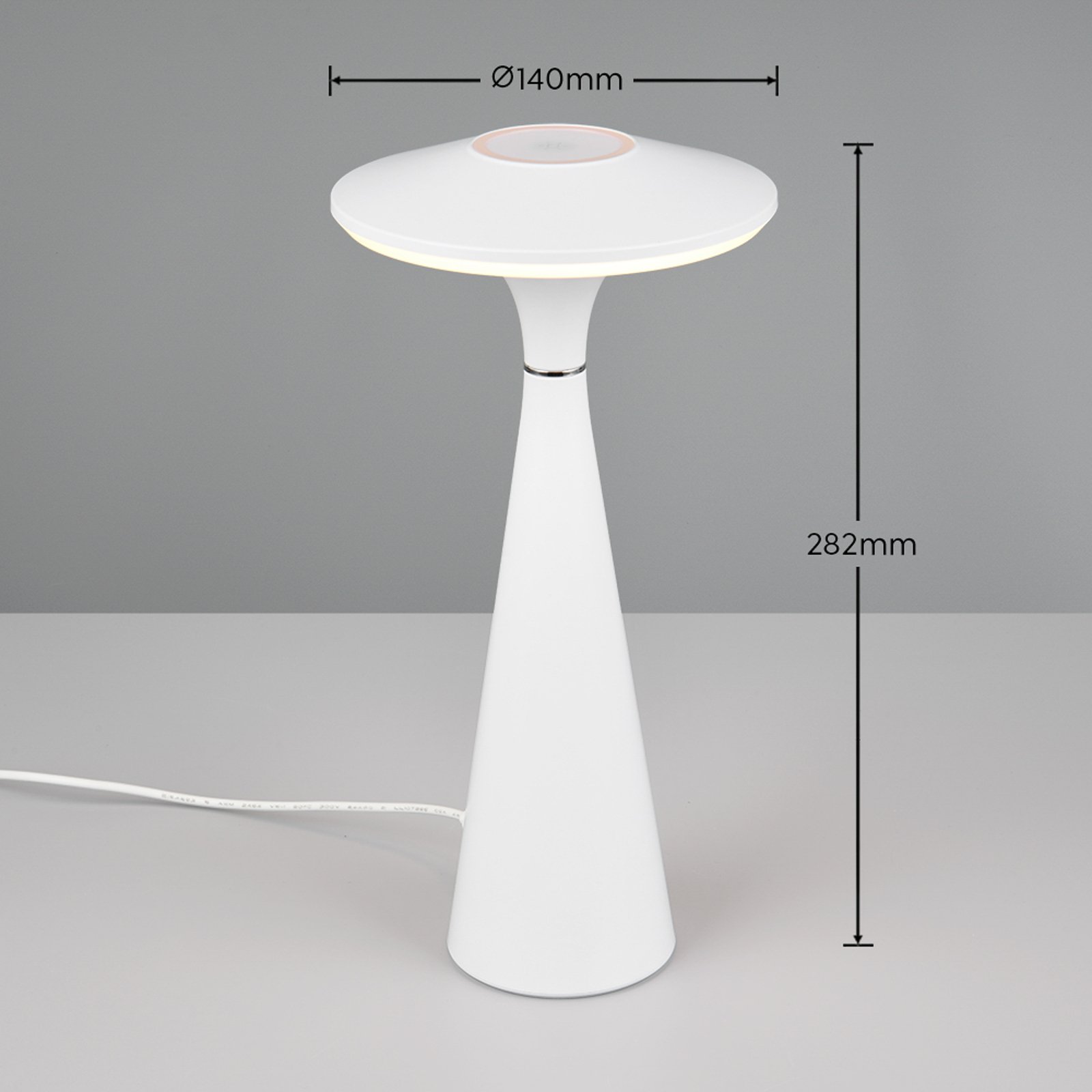 LED настолна лампа Torrez с възможност за презареждане, бяла, височина