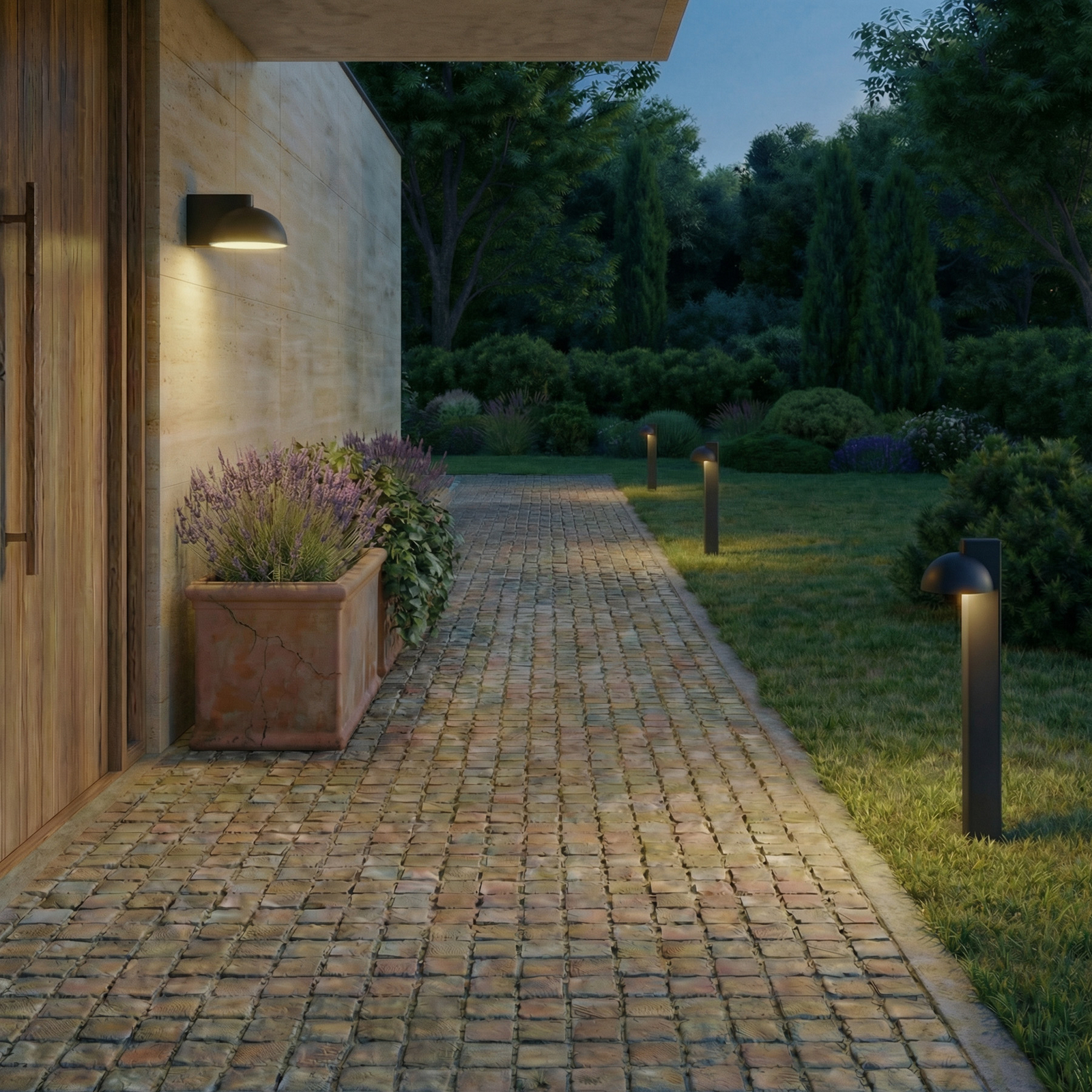 Candeeiro de caminho LED Lucande Velira, preta, 77 cm, 1 lâmpada, IP44