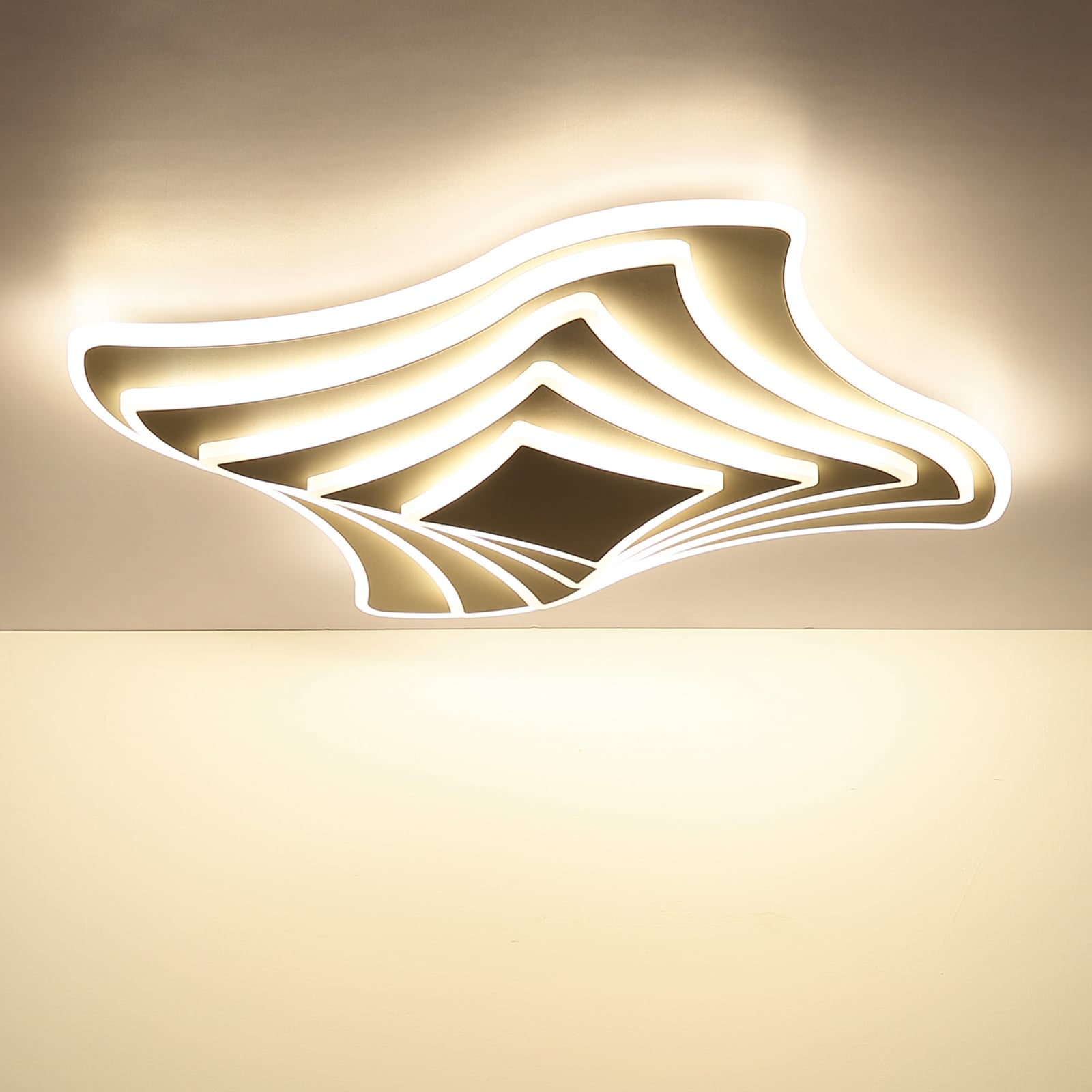 LED plafondlamp Octavio, zandkleurig, metaal, CCT, dimbaar