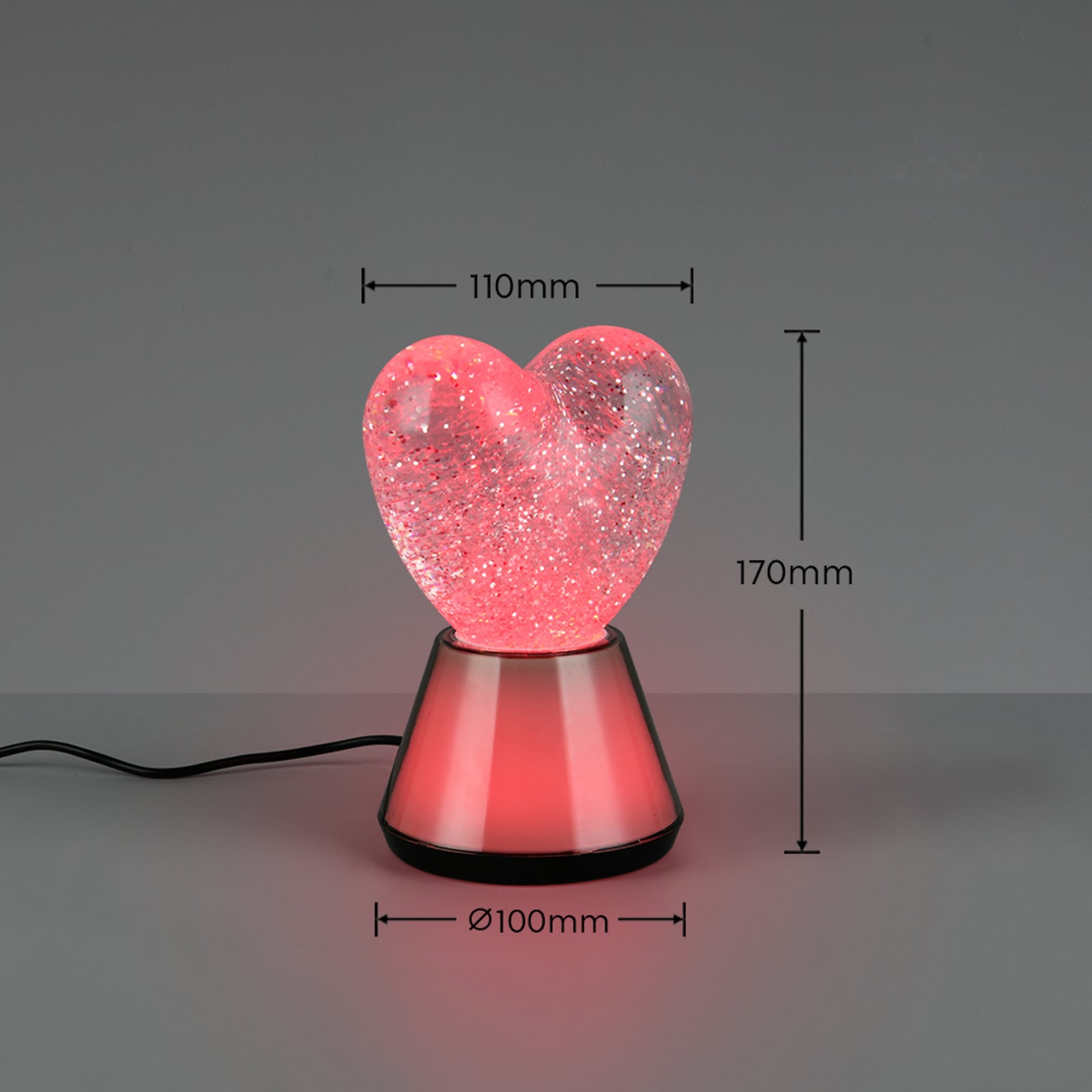 LED-bordlampe Estella Herz, røykfarget, plast, USB-tilkobling LED-bordlampe Estella Herz, røykfarget, plast, USB-tilkobling